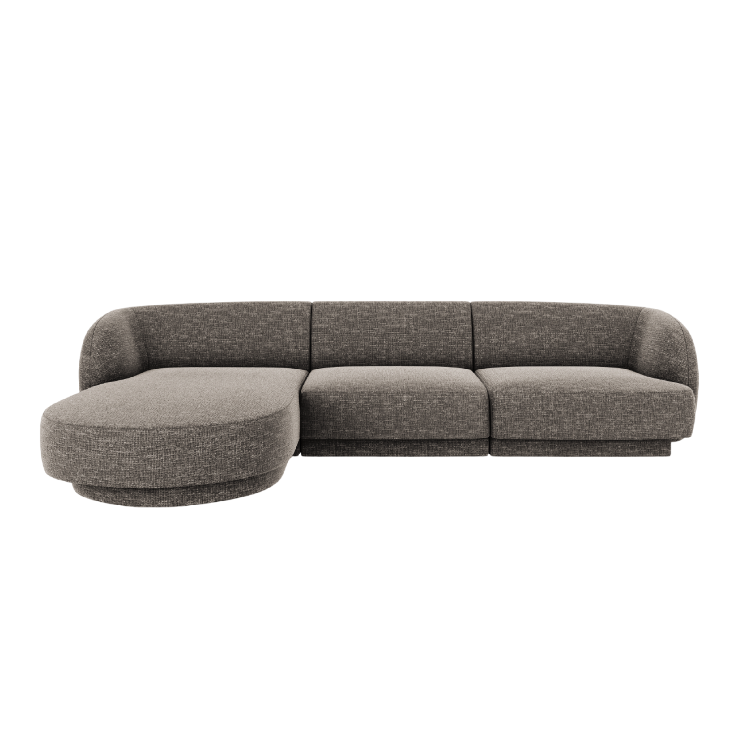 4-sitziges linksseitiges Ecksofa MILEY graues Chenille seidig
