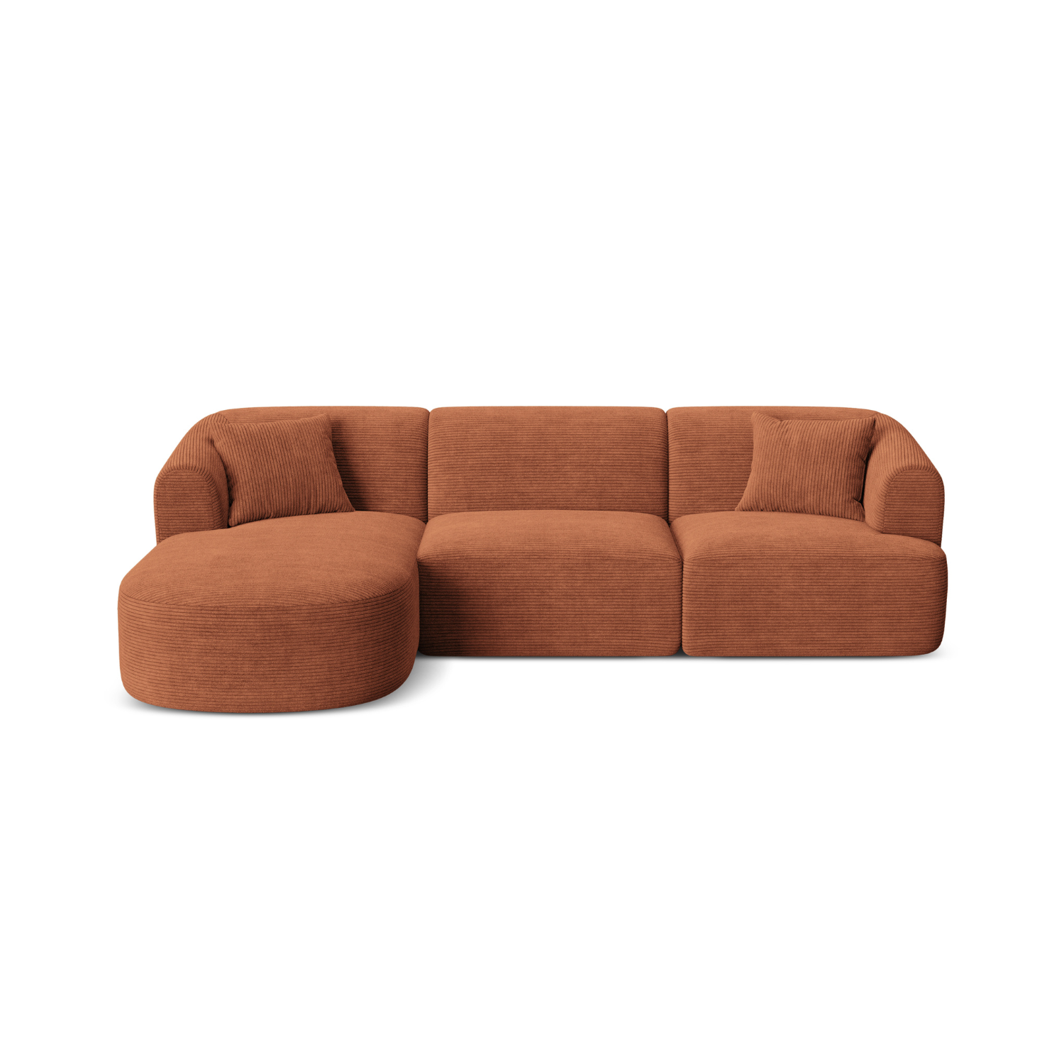 Linksseitiges 4-Sitzer-Sofa CAMPI in ziegelrotem Cord