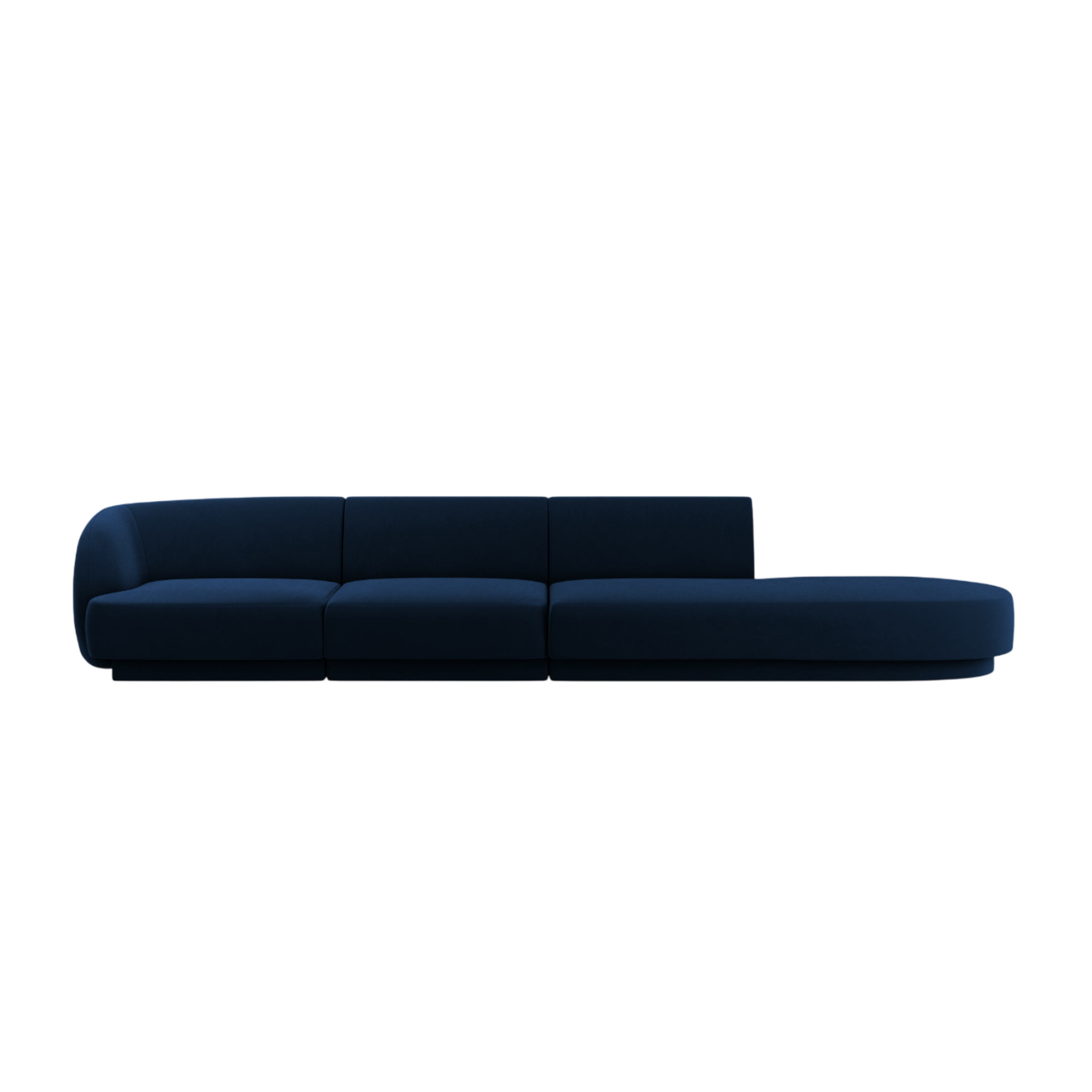 Sofa aus Samt, rechtsseitig, 4-sitzig, offen, MILEY, königsblau