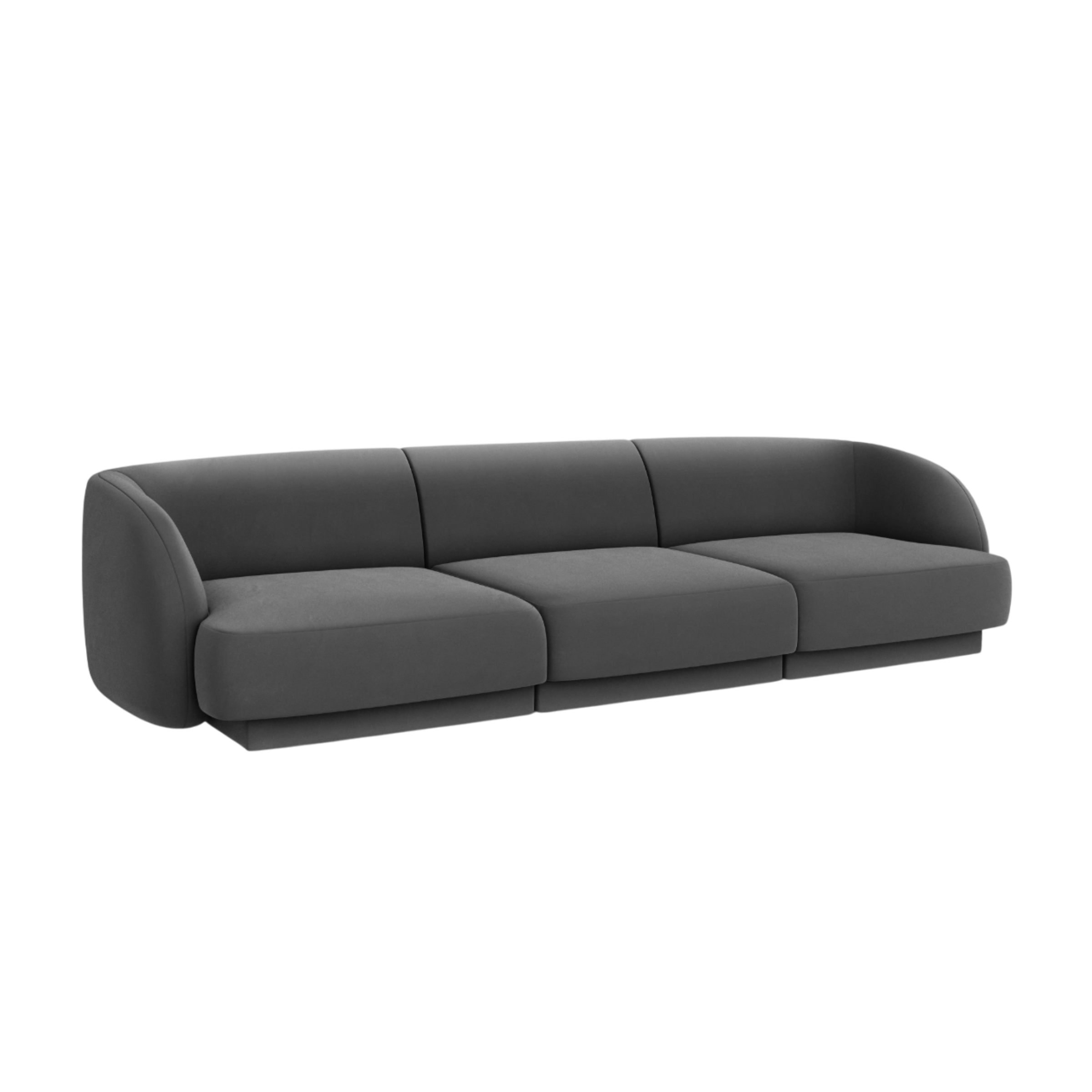 3-seater velvet sofa MILEY dark gray