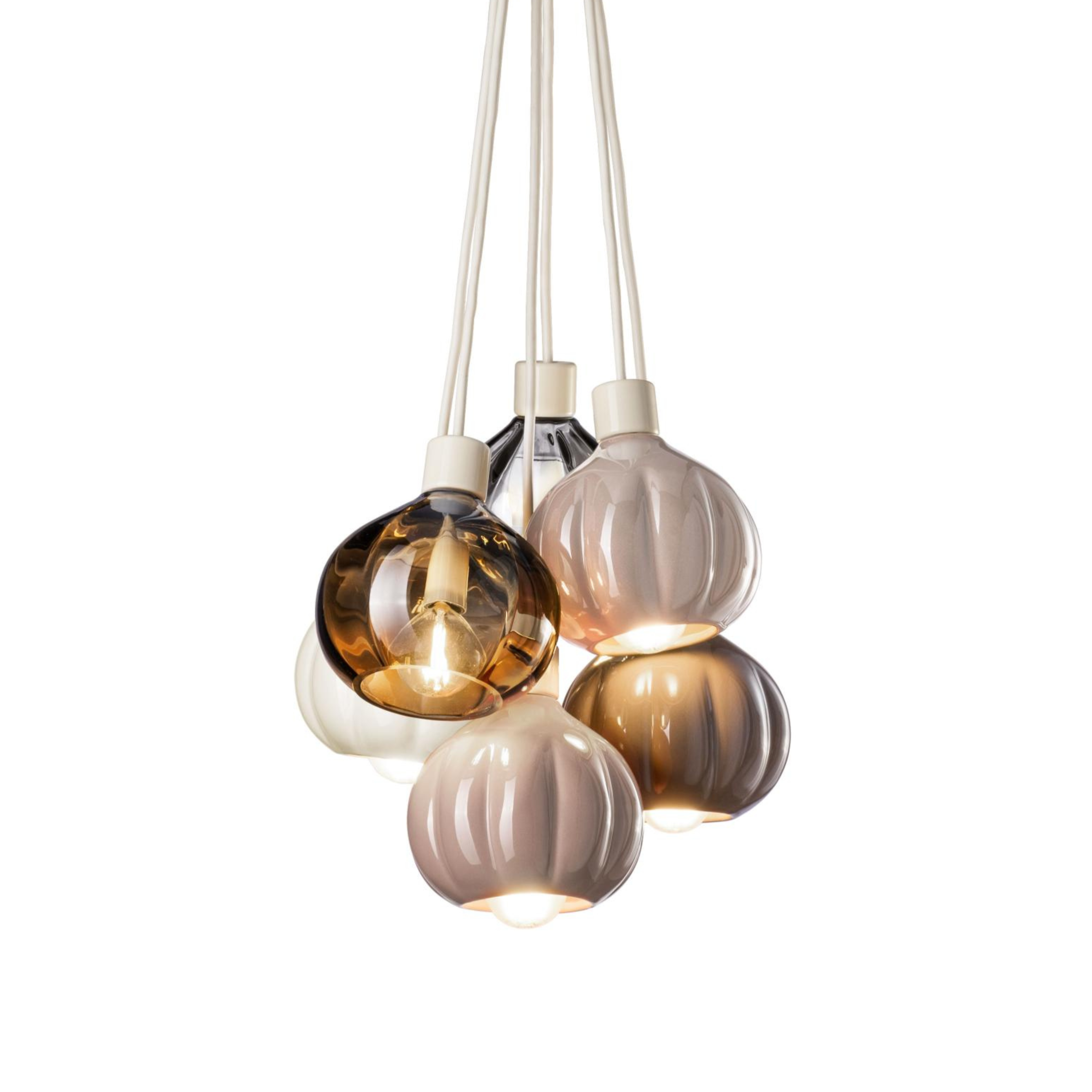 AFOXÉ Deckenleuchte beige mit mokkabraun und transparent