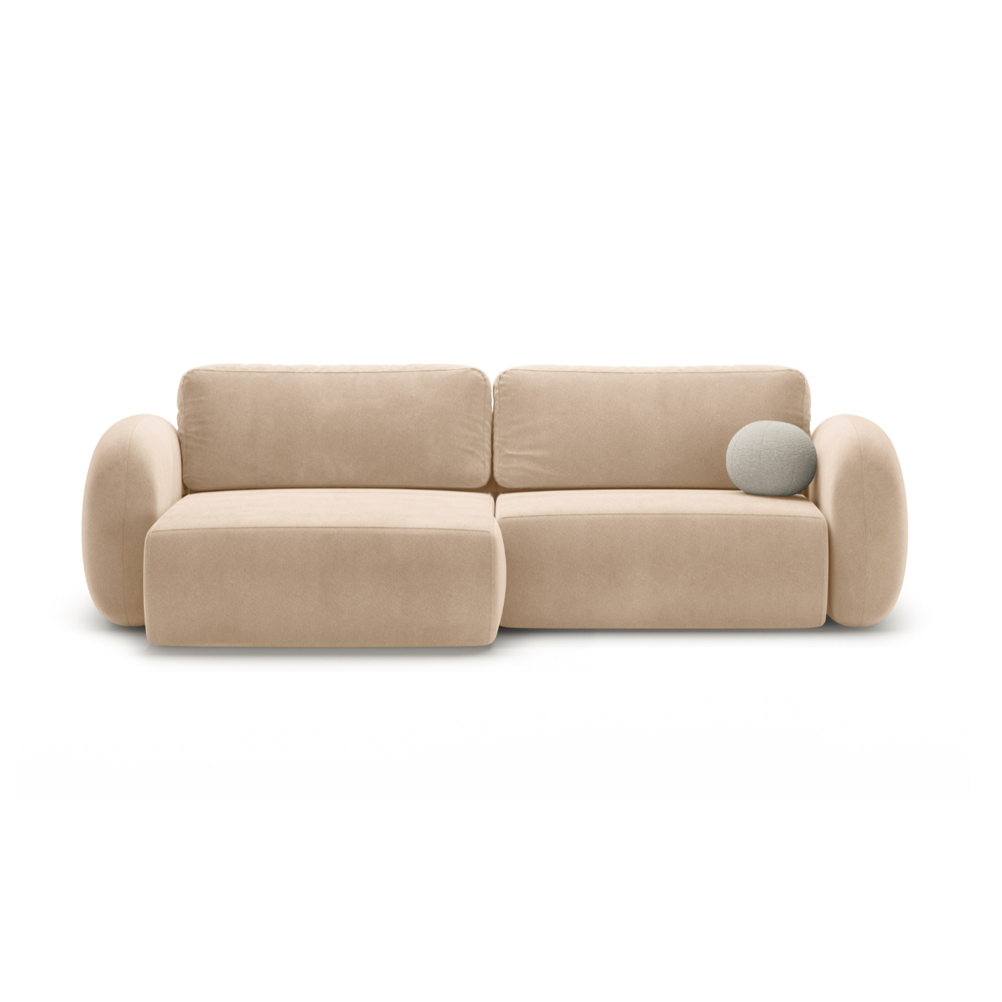 Universeller Samt-Ecksofa mit Schlaf-Funktion für 4 Personen TONALE beige