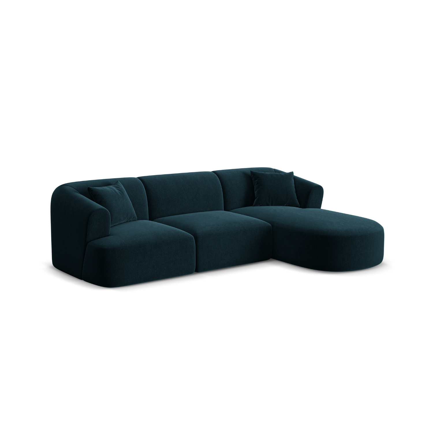 Right-facing velvet corner sofa for 4 people CAMPI petrol