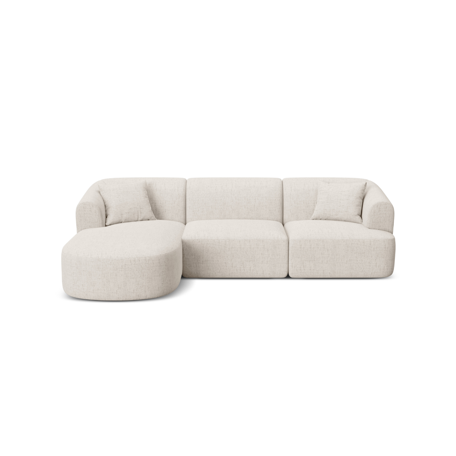 Linksseitiges 4-Sitzer-Sofa CAMPI in cremefarbenem Chenille