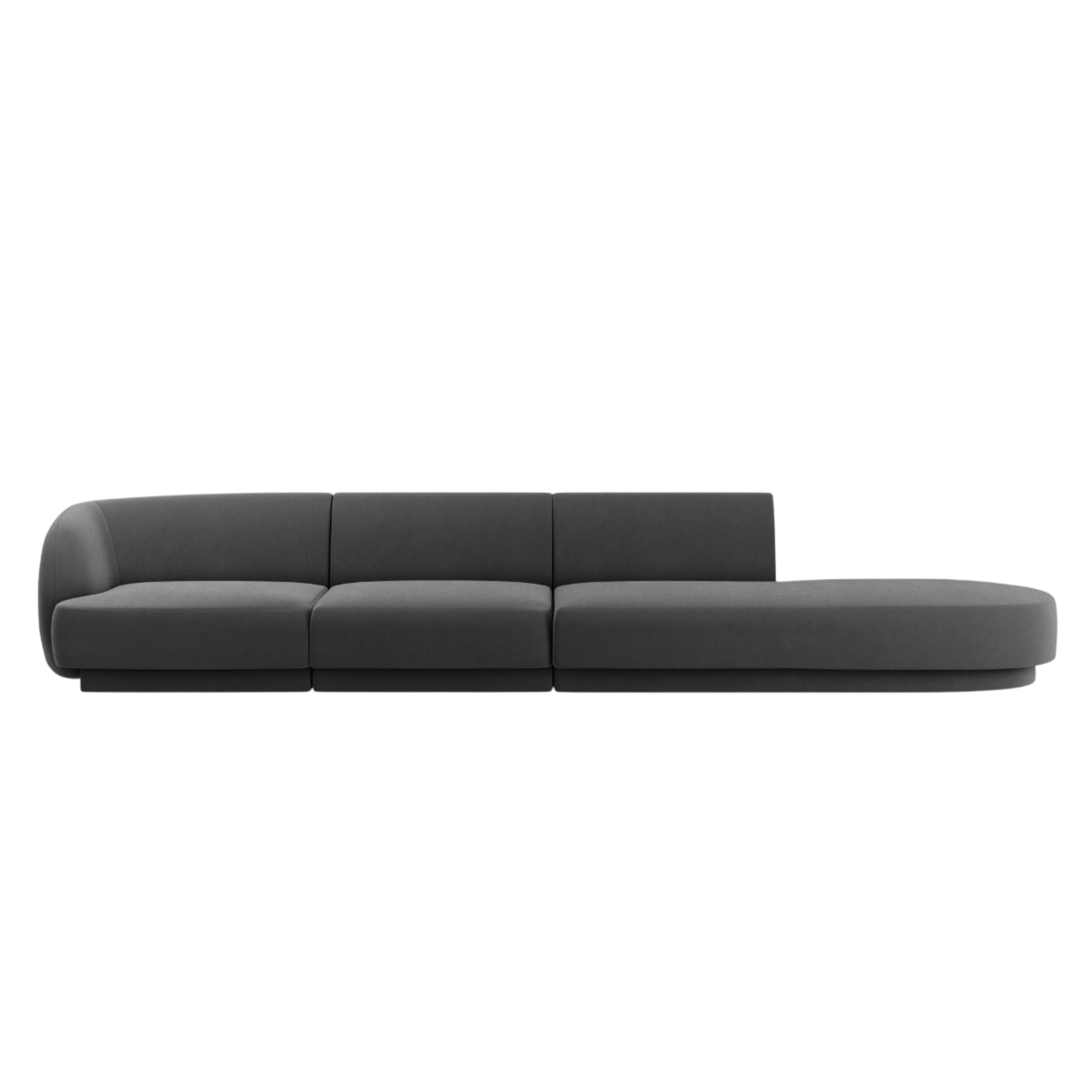 Sofa aus Samt, rechtsseitig, 4-sitzig, offen, MILEY, dunkelgrau