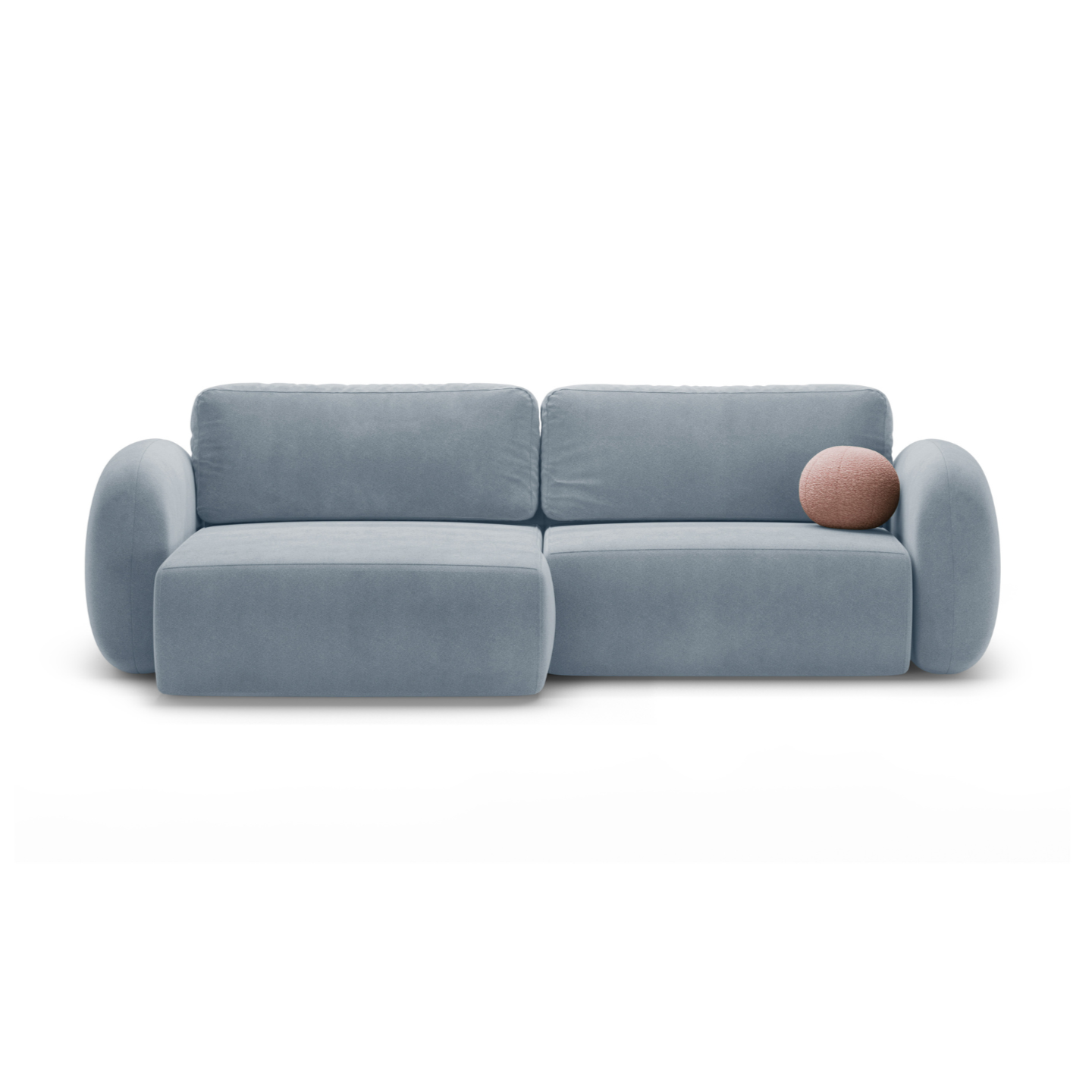 Universal velvet corner sofa with sleeping function for 4 people TONALE blue