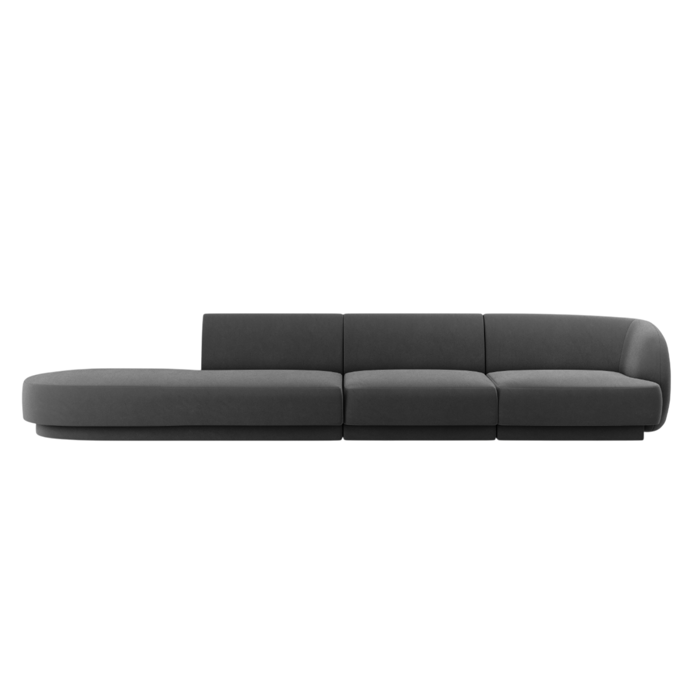 Sofa aus Samt, linksseitig, 4-sitzig, offen, MILEY, hellgrau