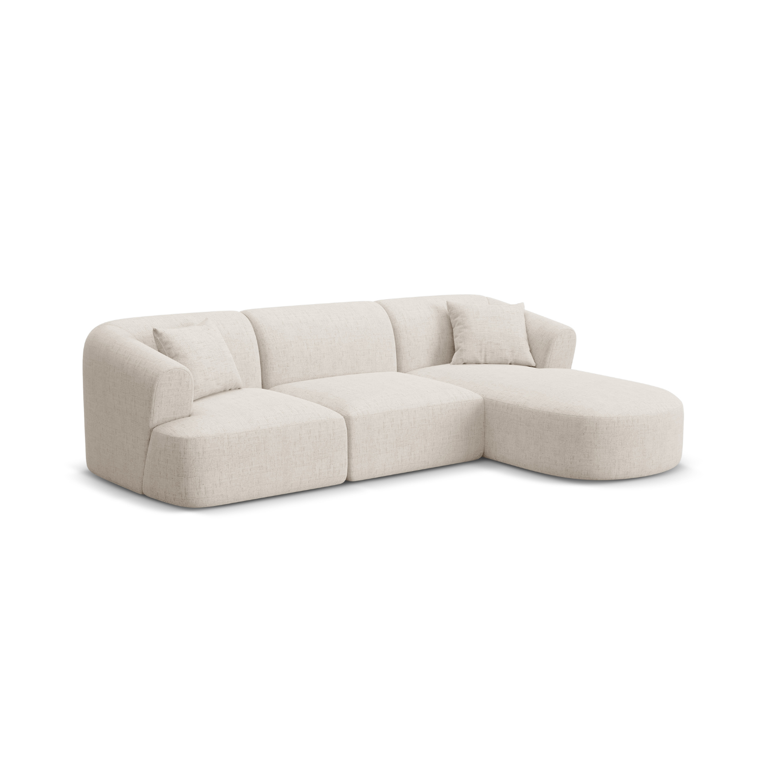 Right-facing 4-seater sofa CAMPI cream chenille