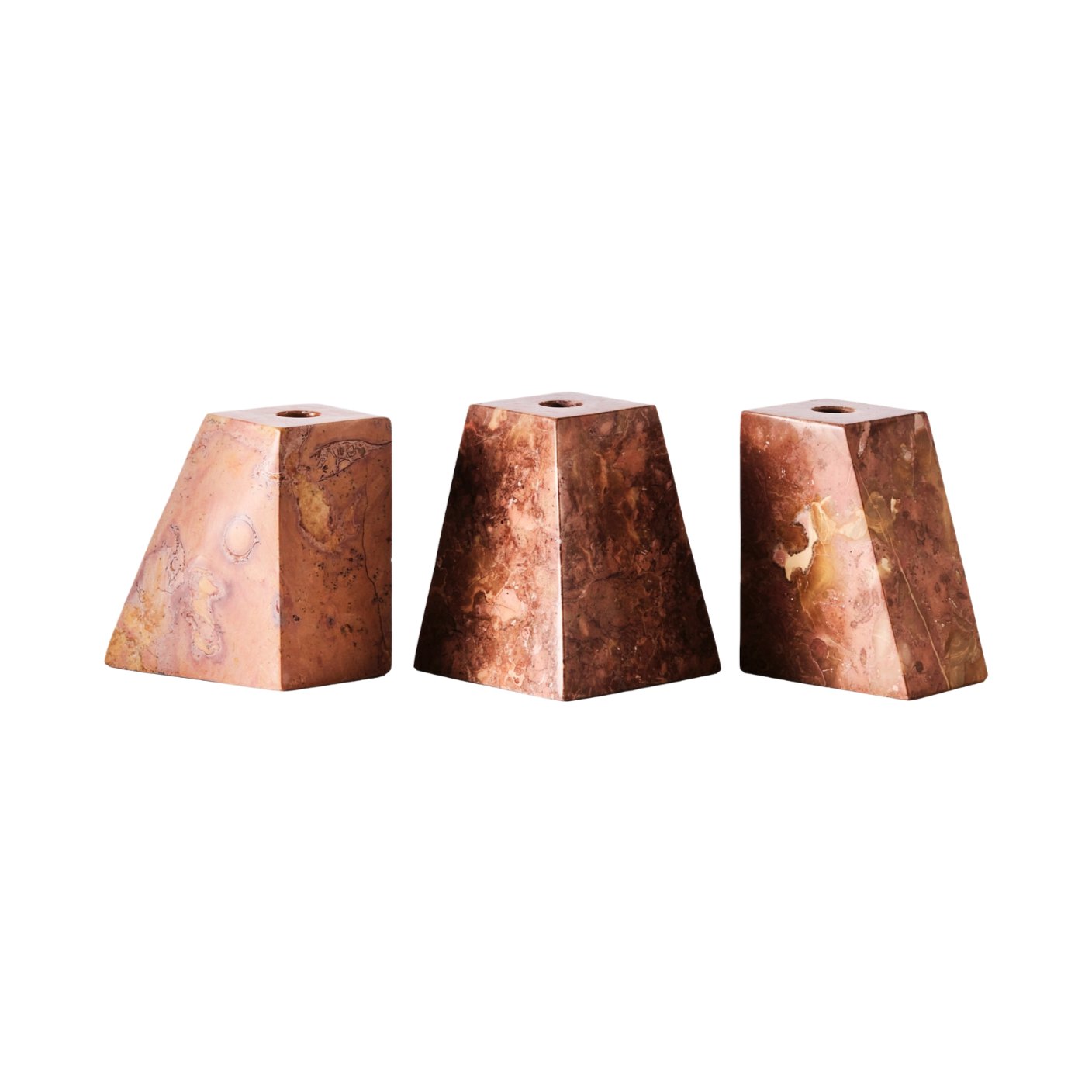 PYRAMID Candle Holder Set Orange Marble