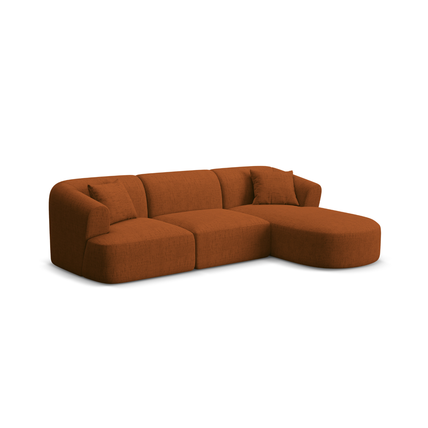 Right-facing 4-seater sofa CAMPI brick chenille