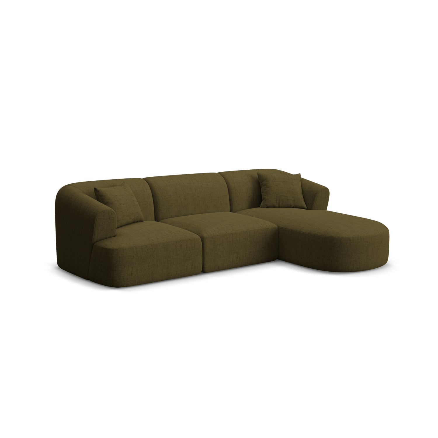 Rechtsseitige 4-Sitzer-Couch CAMPI grün Chenille