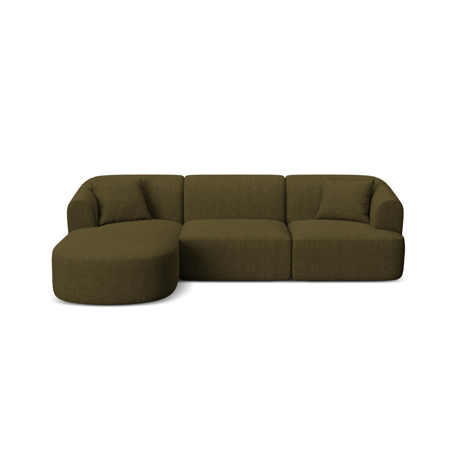 Linksseitiges 4-Sitzer-Sofa CAMPI in grünem Chenille