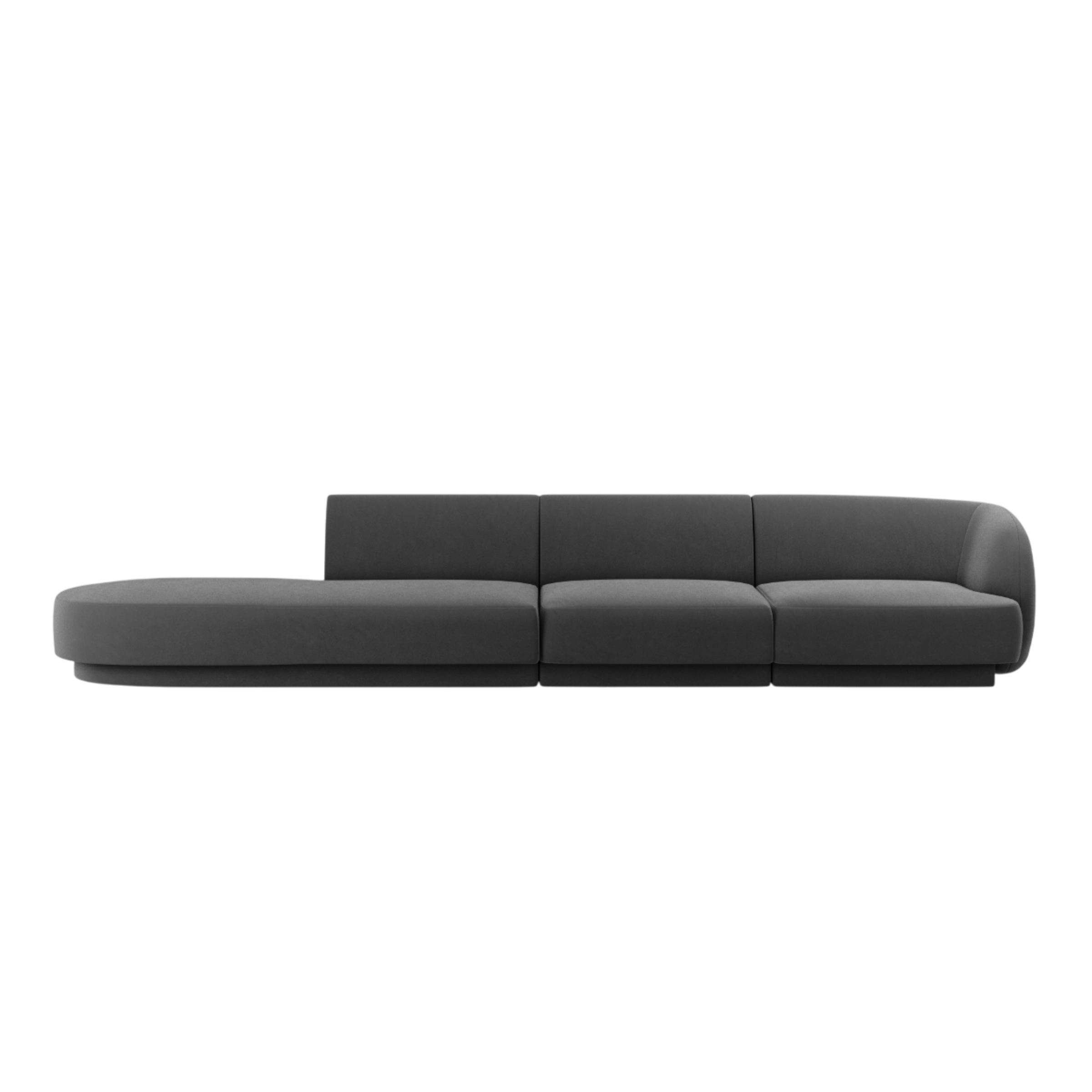 Sofa aus Samt, linksseitig, für 4 Personen, offen, MILEY, dunkelgrau