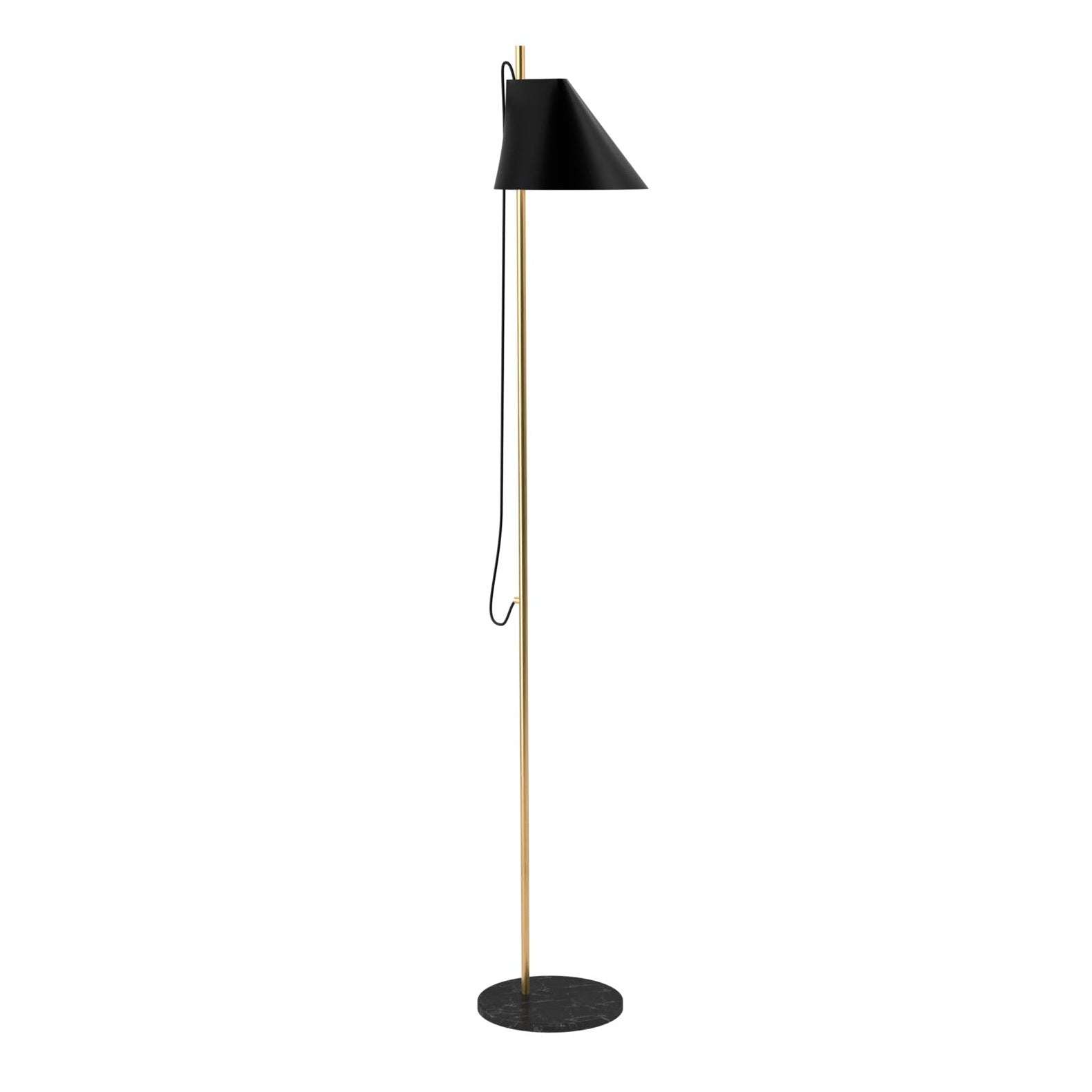 Lampa podłogowa YUH czarny z mosiężną podstawą