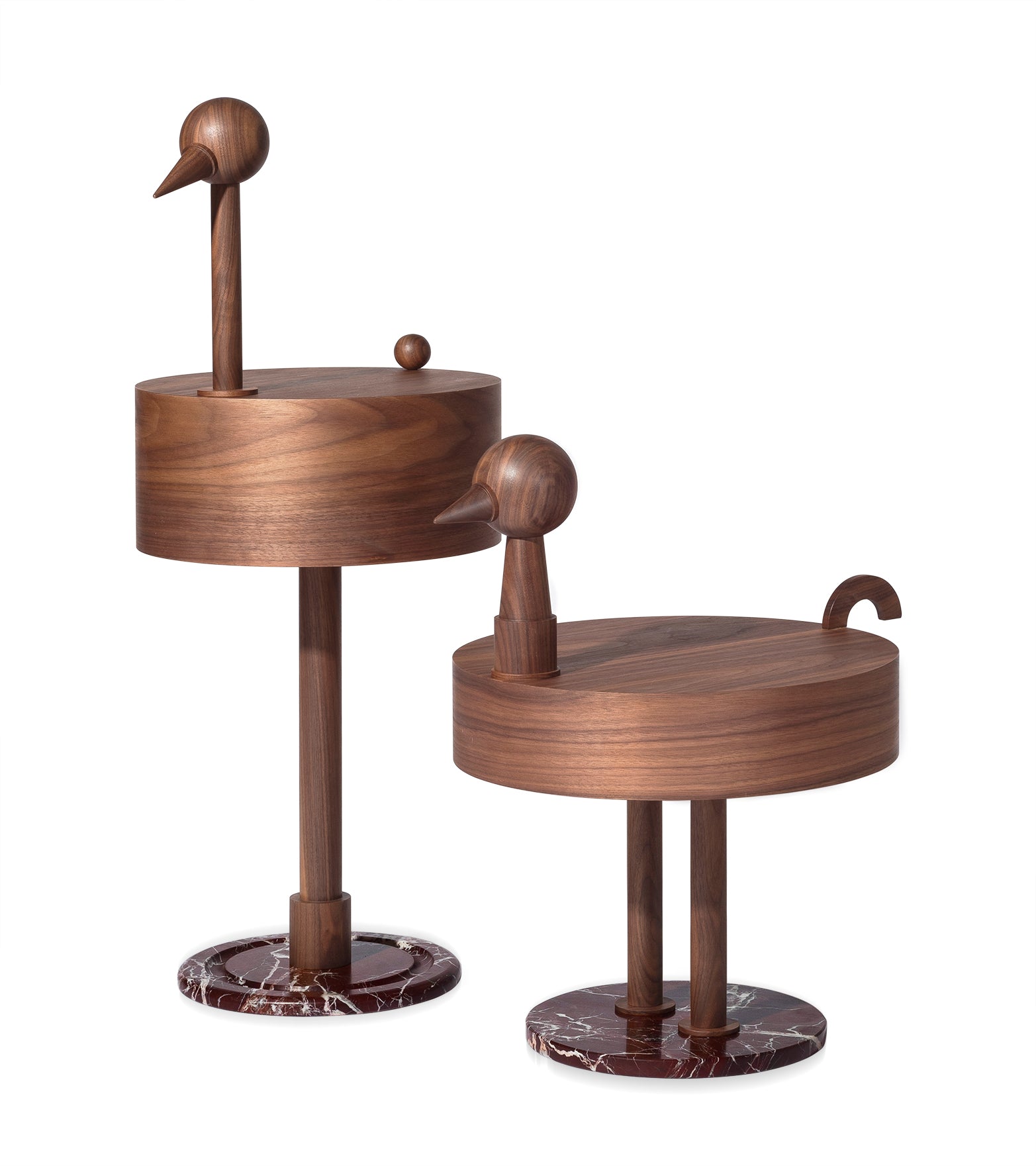 RARA AVIS coffee table with walnut veneer and marble base