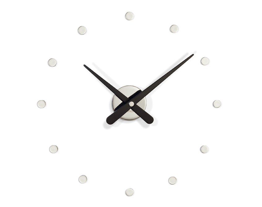 MINI RODON wall clock in chrome with black finish