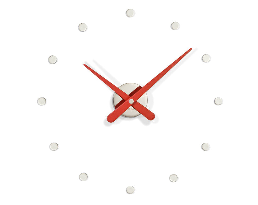 MINI RODON wall clock in chrome with red finish