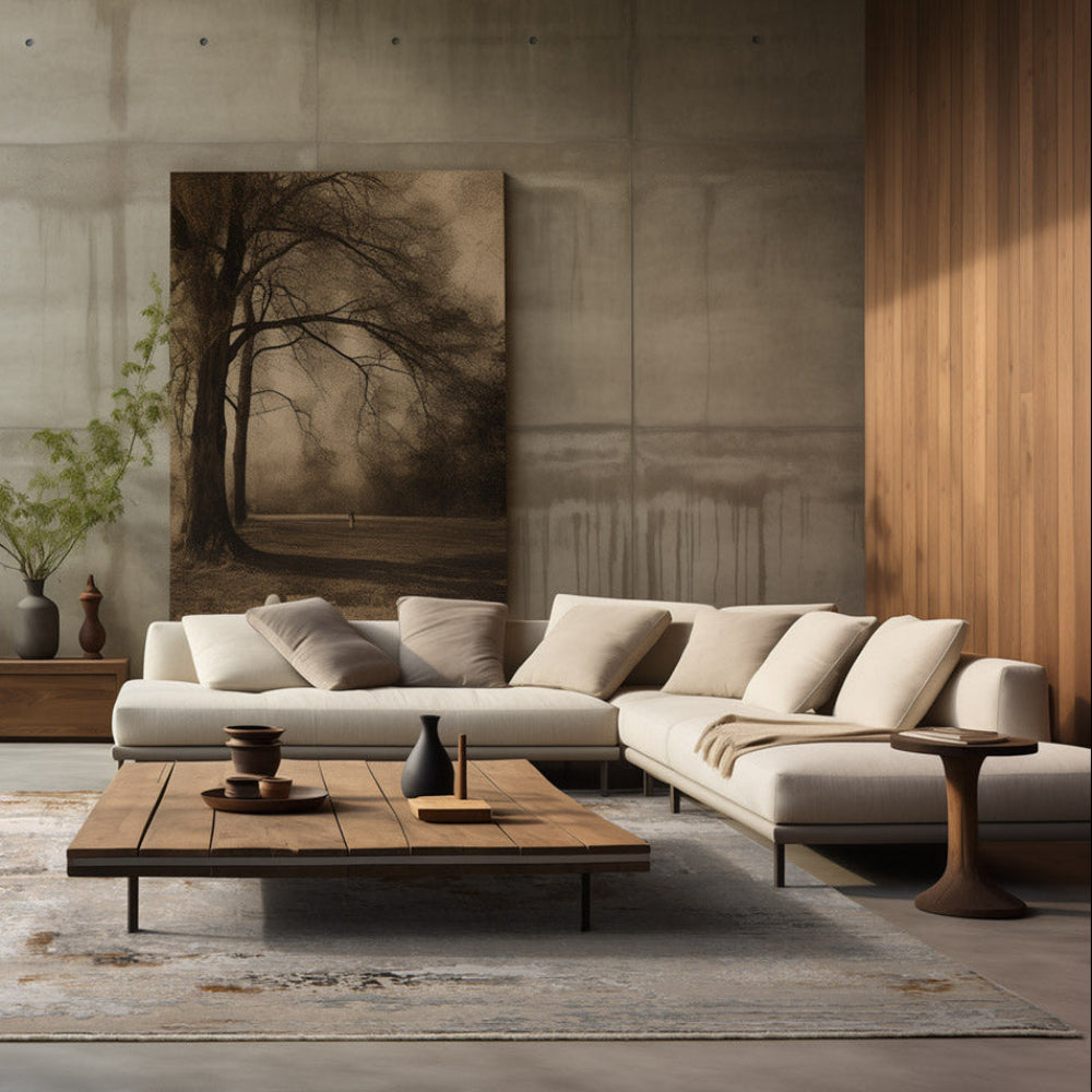 ROYAL dark beige rug with brown