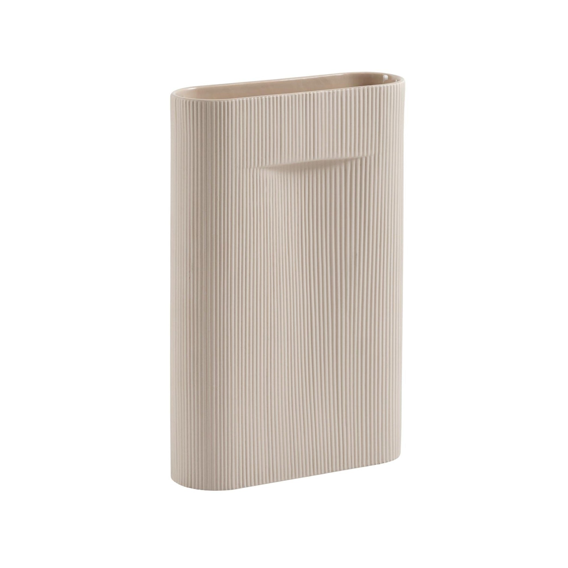 RIDGE beige ceramic vase