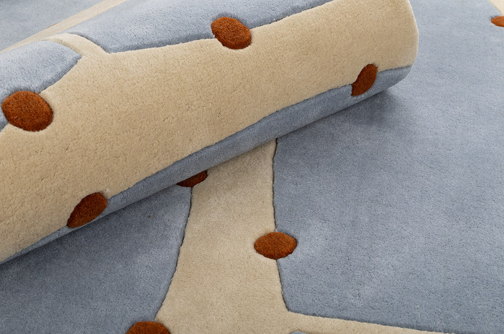 Beige RIO Rug with Blue Accents