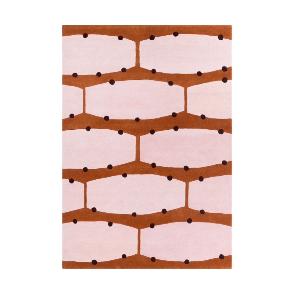 RIO Brick Red Rug with Pink and Black