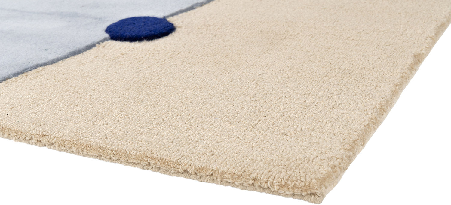 Beige ROME rug with cobalt and blue accents