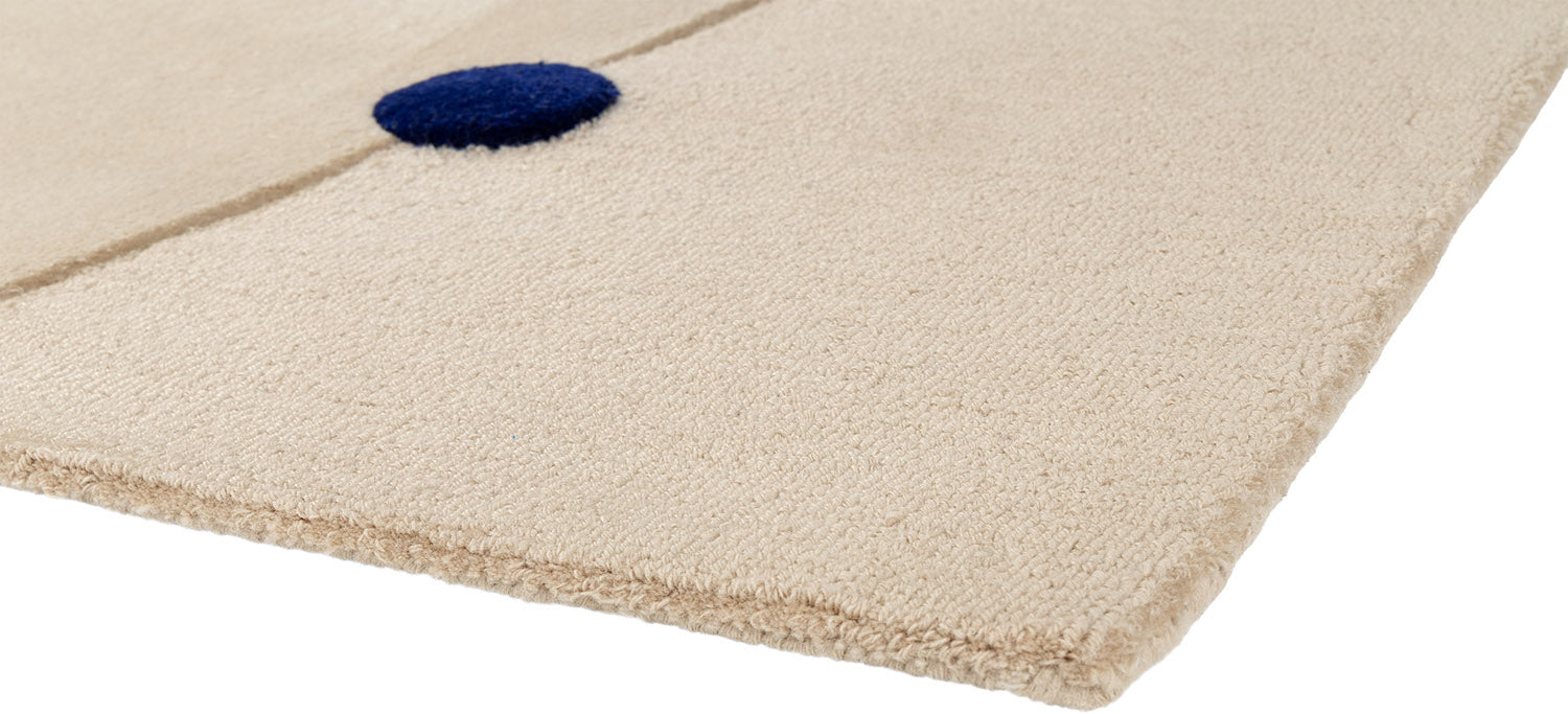 Beige ROME Rug with Cobalt Blue