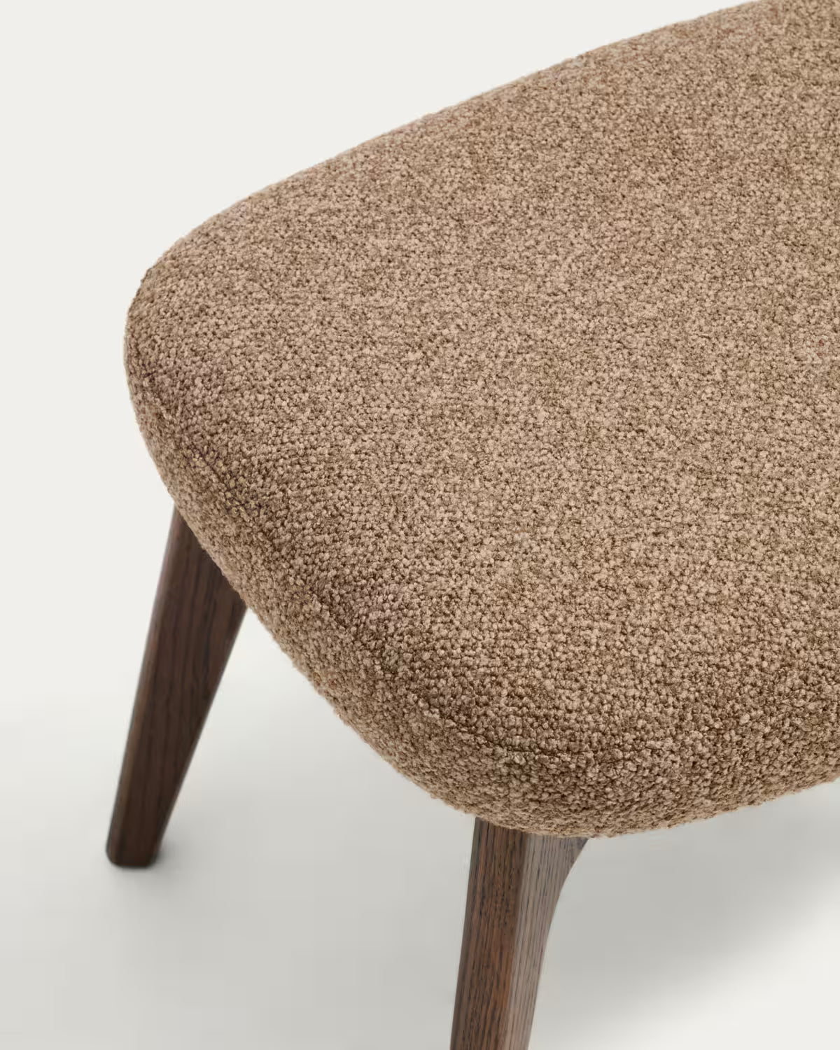 ADIRAN footstool in light brown chenille with a dark oak base.