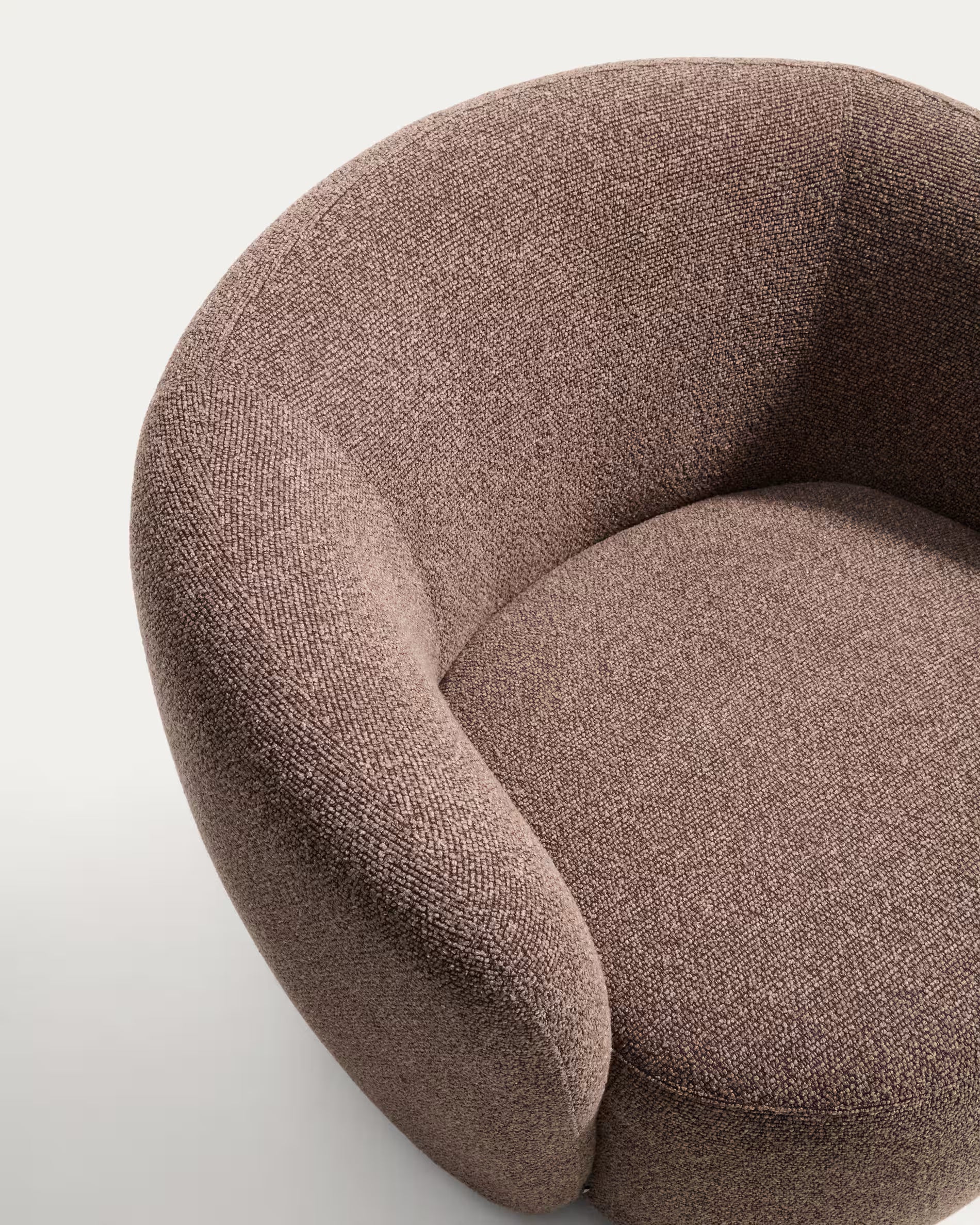 ODENIA swivel armchair in brown boucle