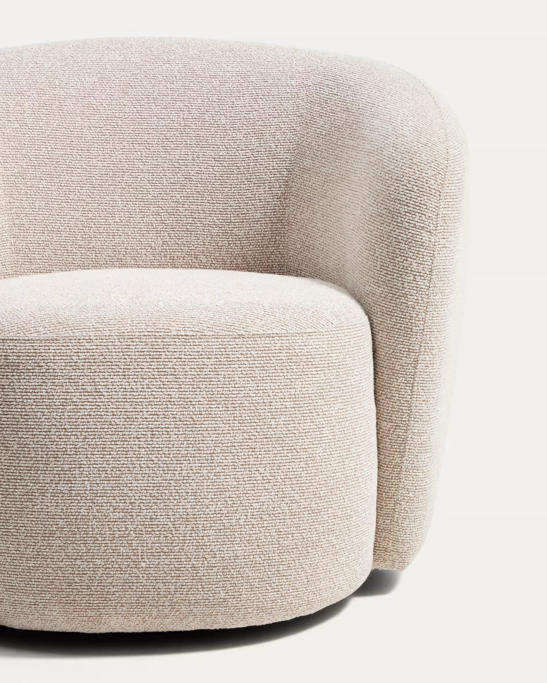 ODENIA Beige Boucle Swivel Armchair