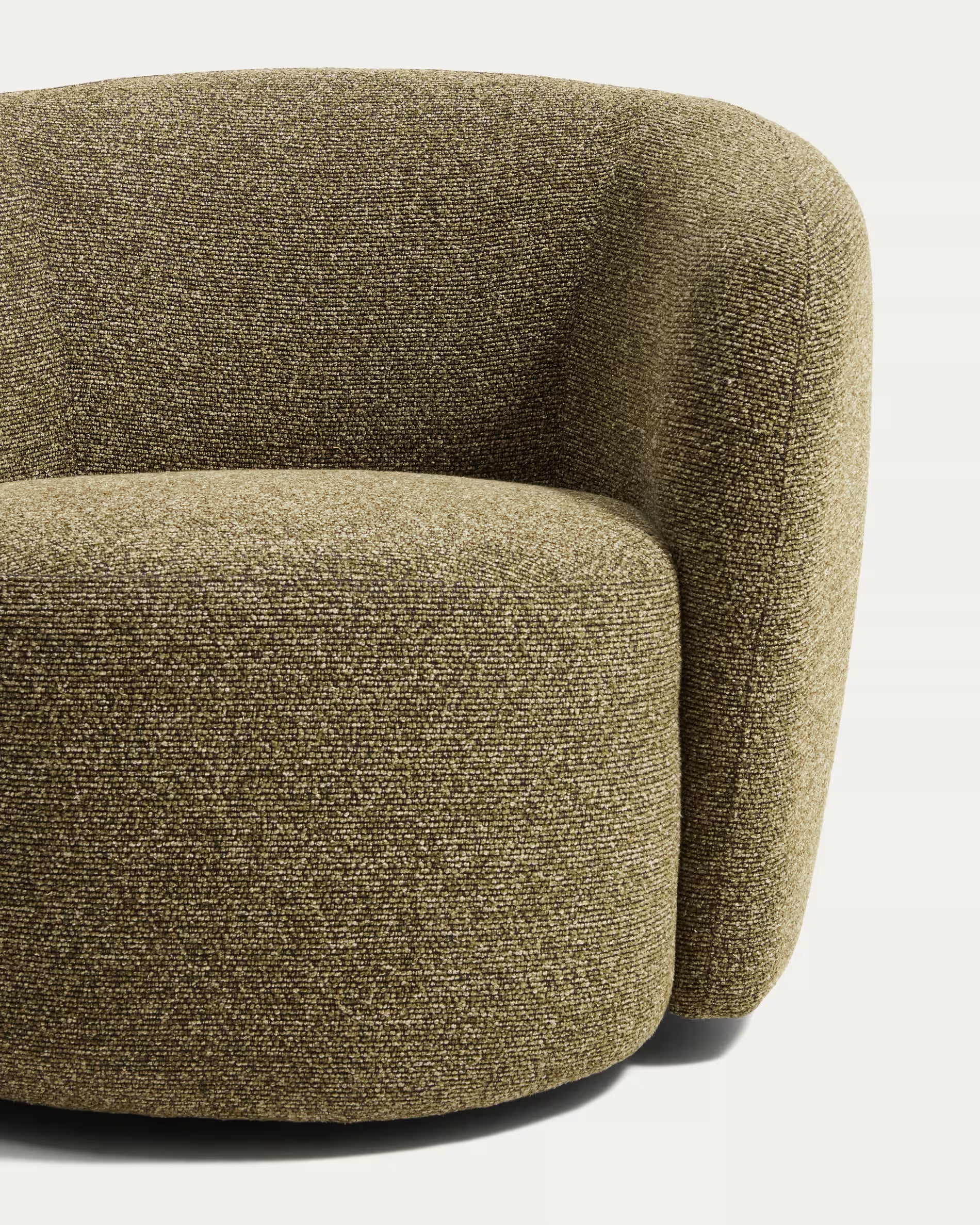 ODENIA Olive Boucle Swivel Armchair