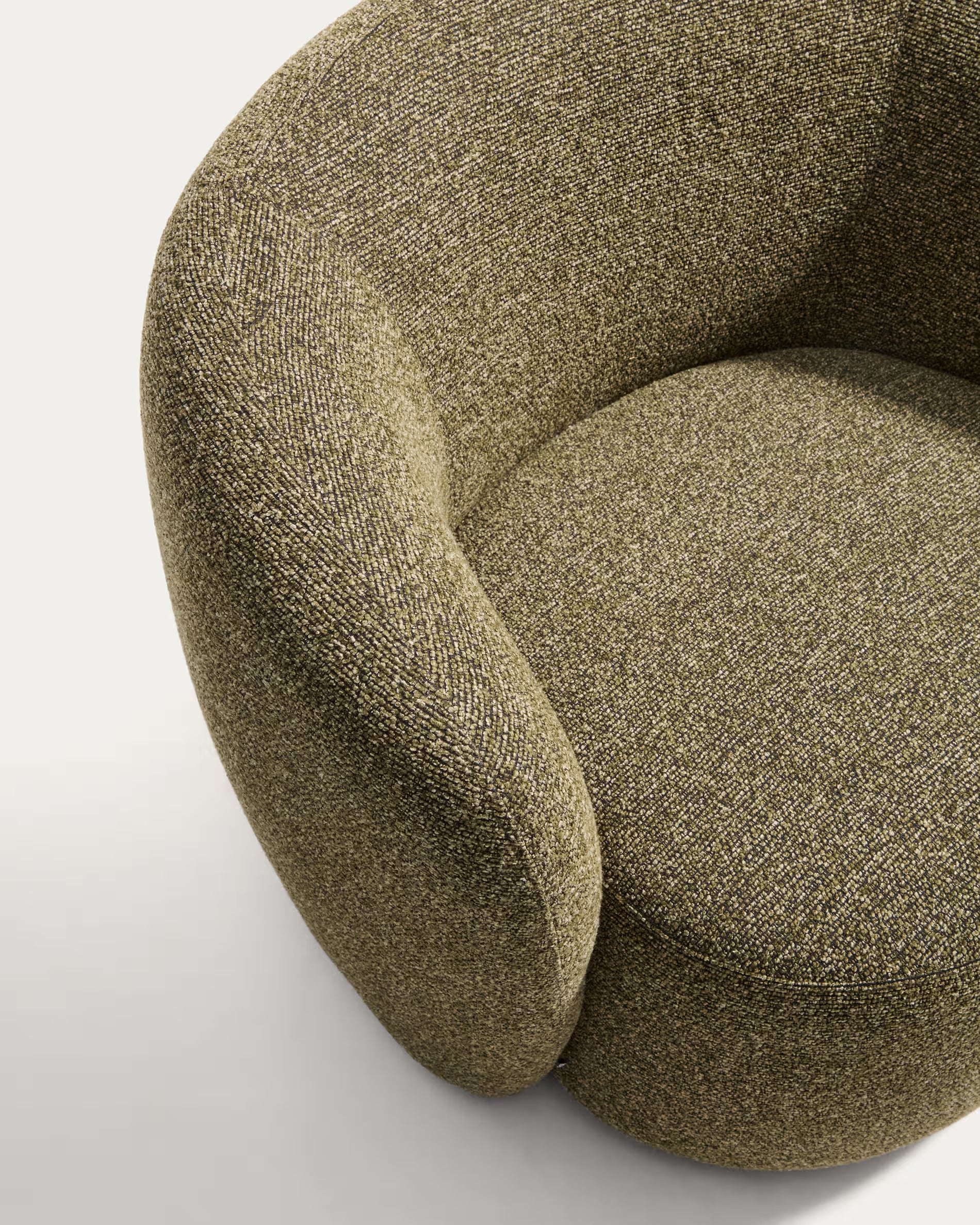 ODENIA Olive Boucle Swivel Armchair