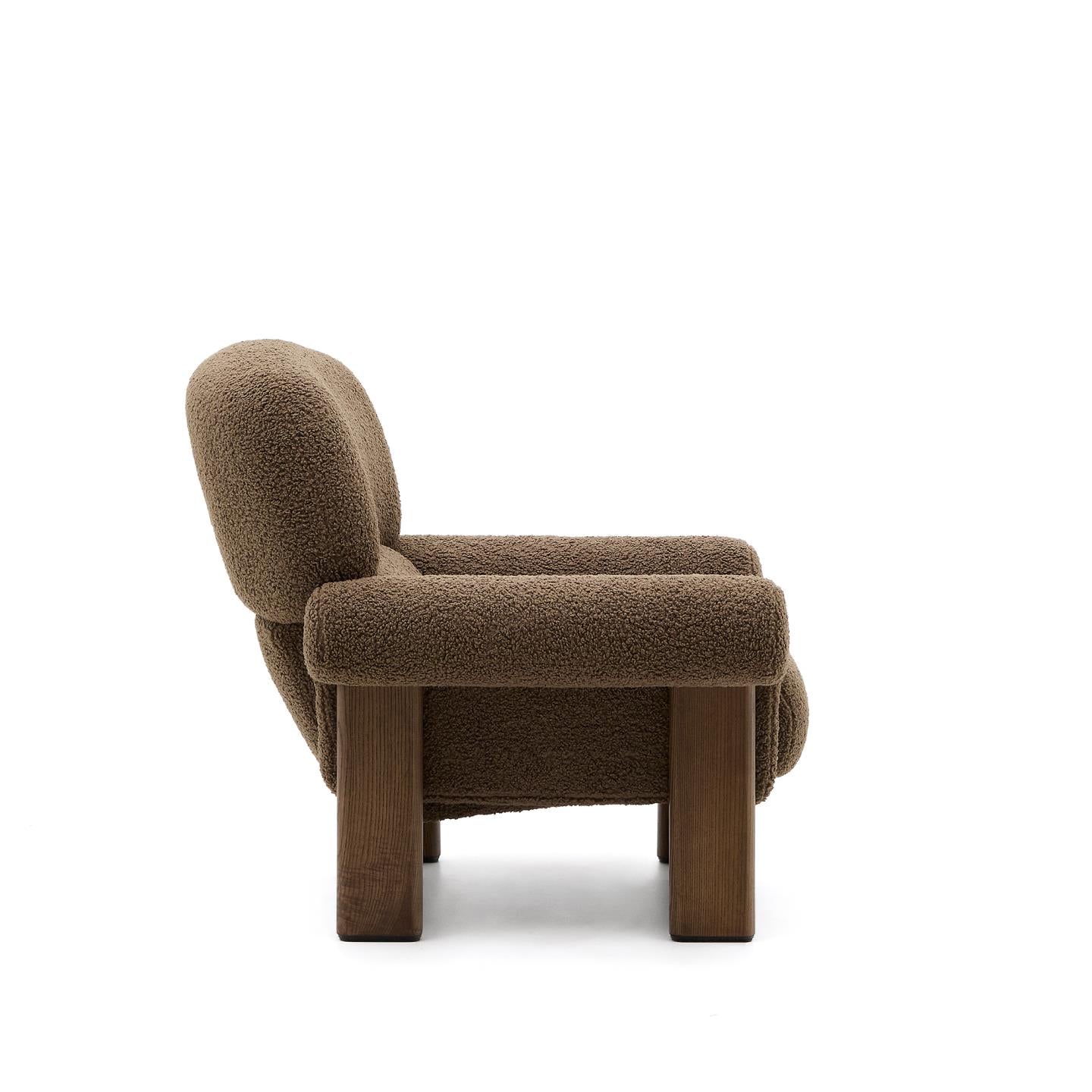 NEMA armchair in brown boucle with a dark ash base