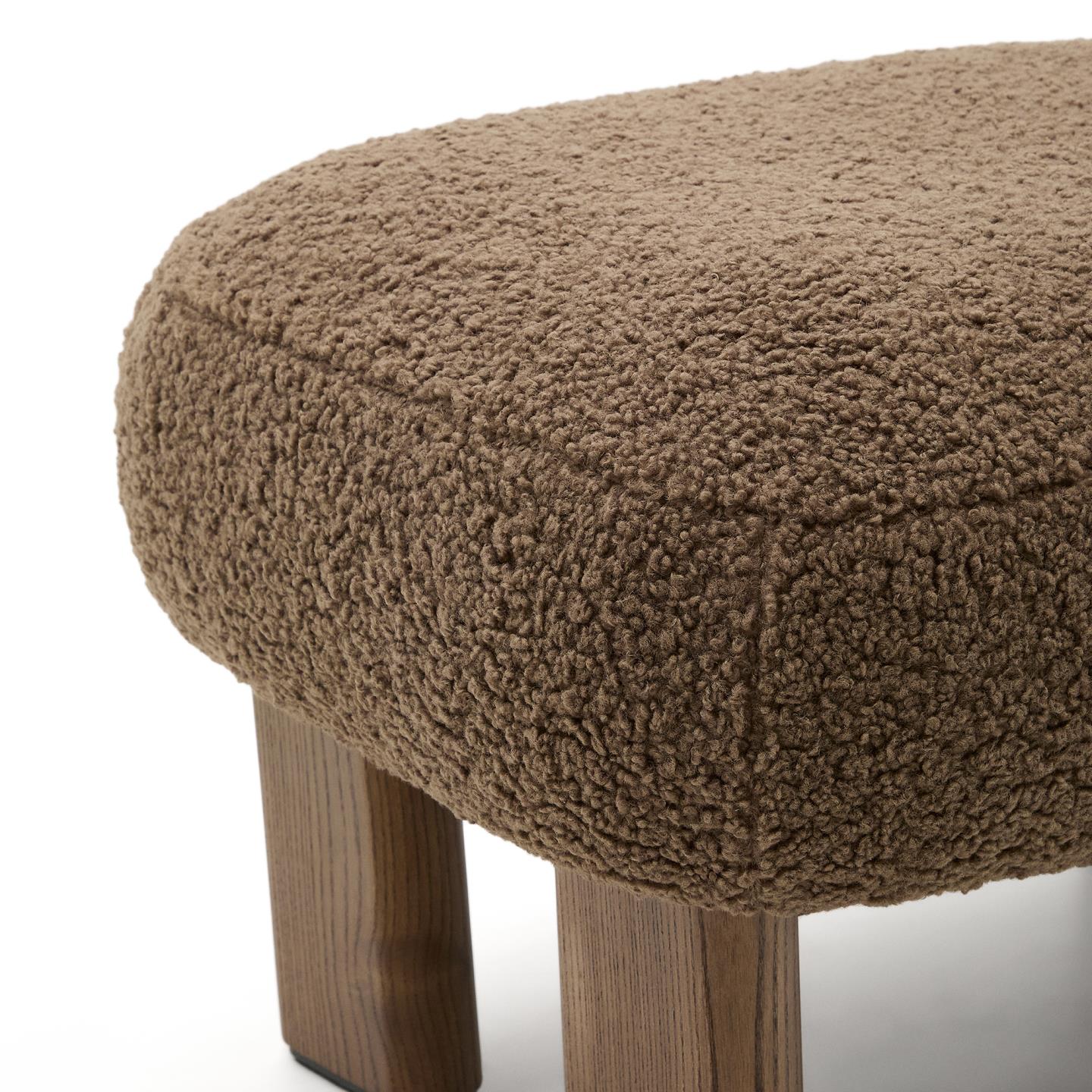 NEMA brown boucle pouf with a dark ash base