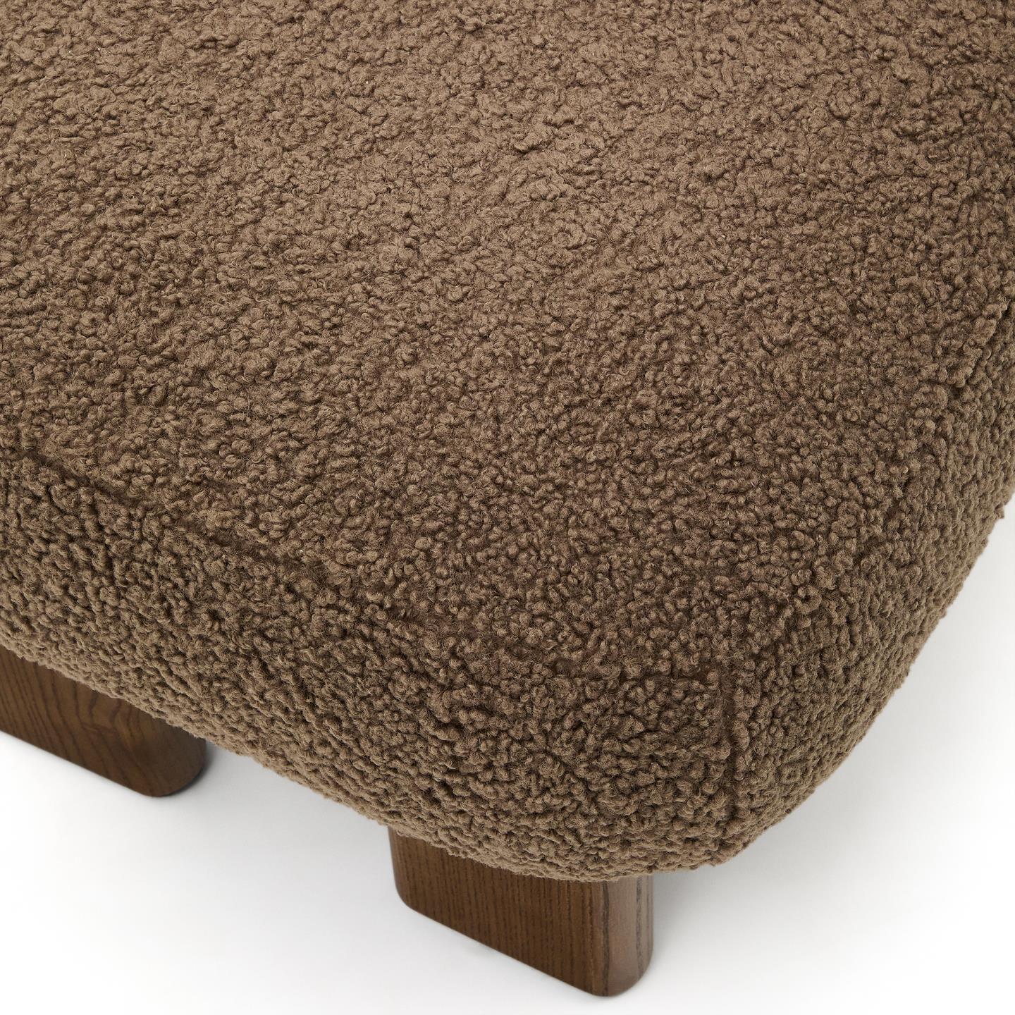 NEMA brown boucle pouf with a dark ash base