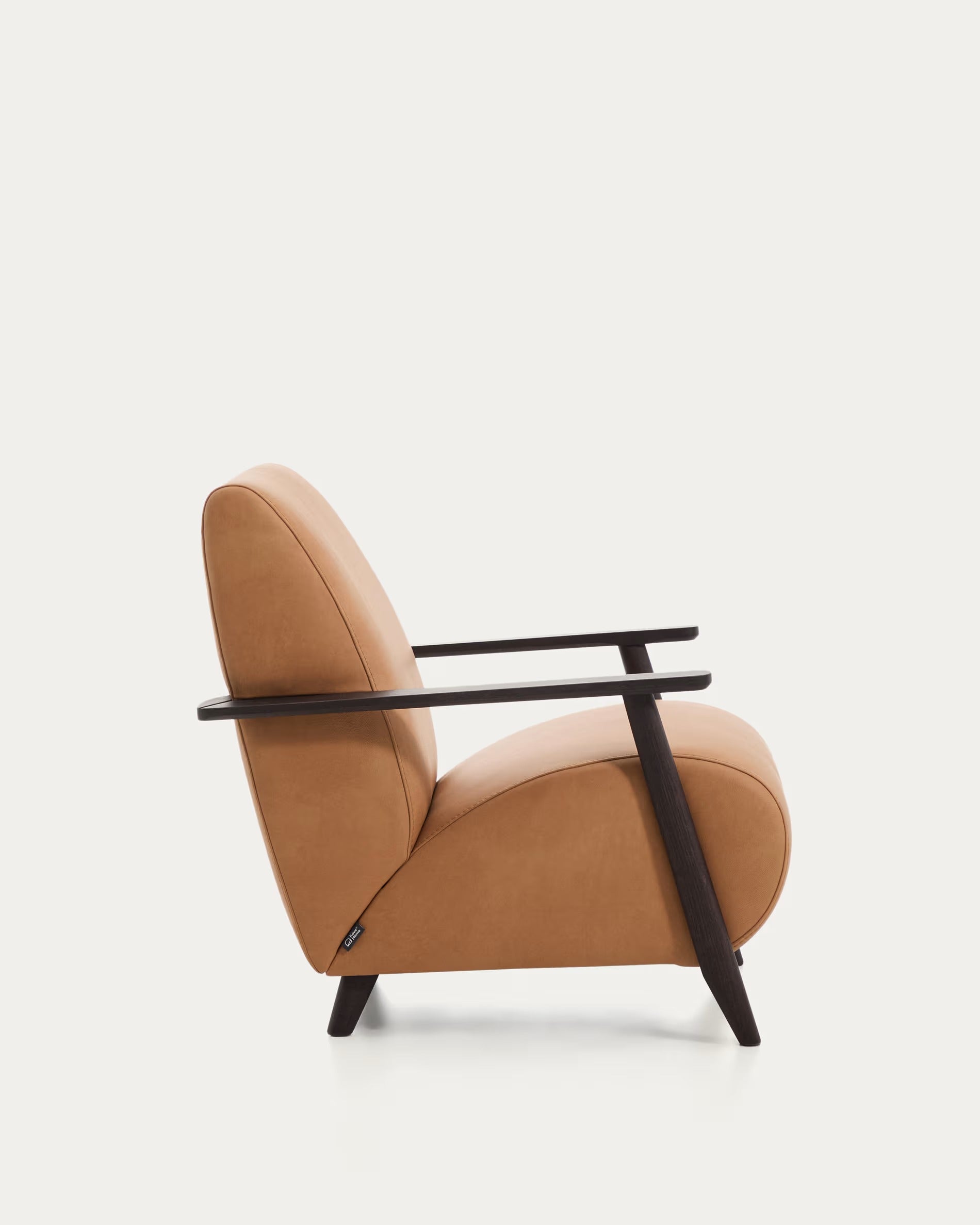 MEGHAN Armchair brown leather with black base