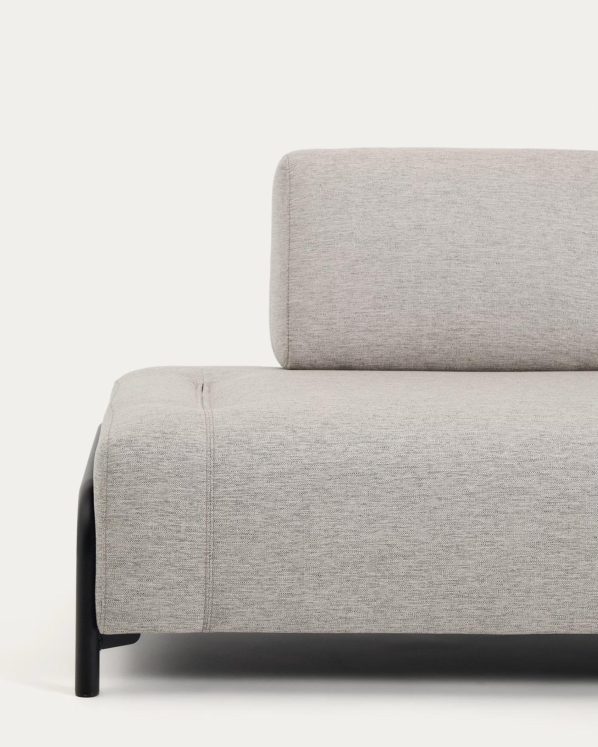 Modularsofa für 2 Personen COMPO grau-beige mit schwarzem Gestell