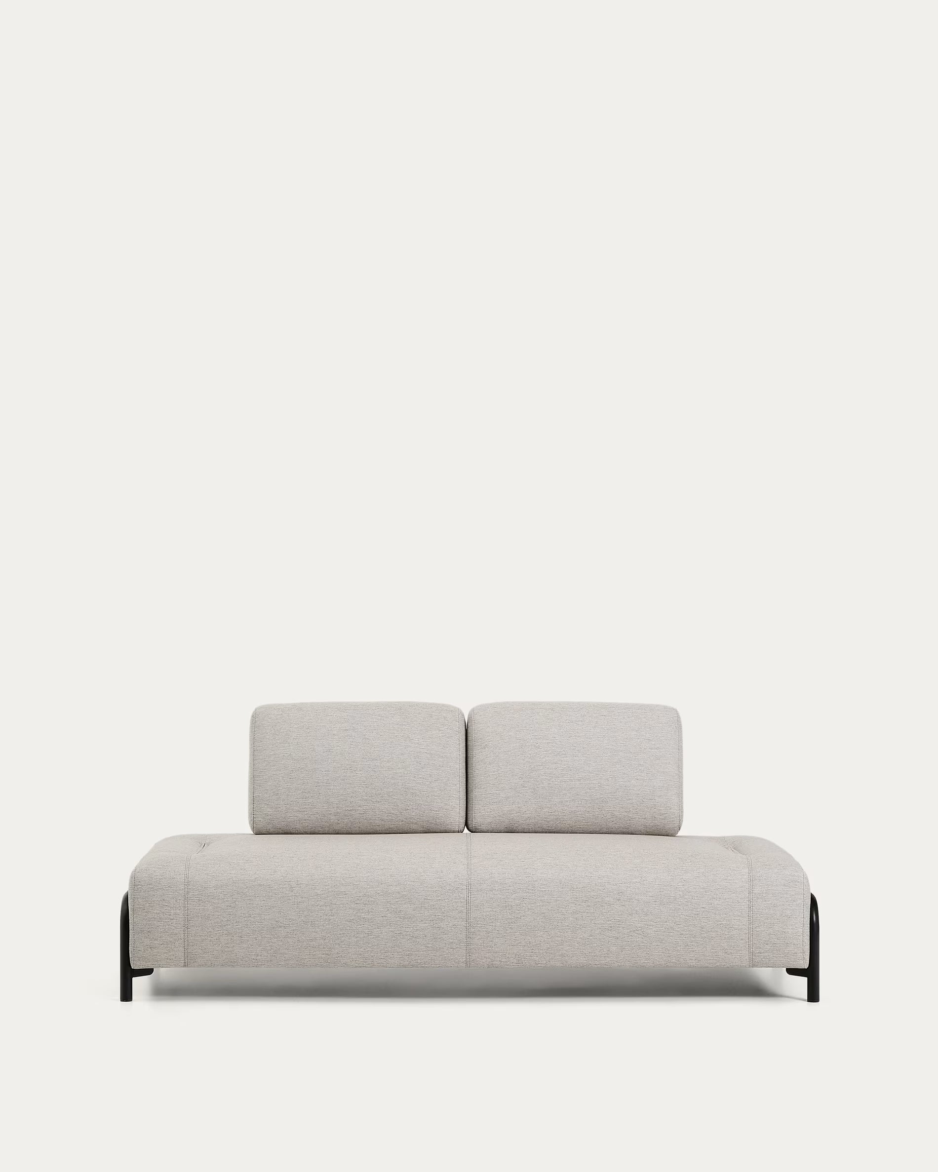 Modularsofa für 2 Personen COMPO grau-beige mit schwarzem Gestell