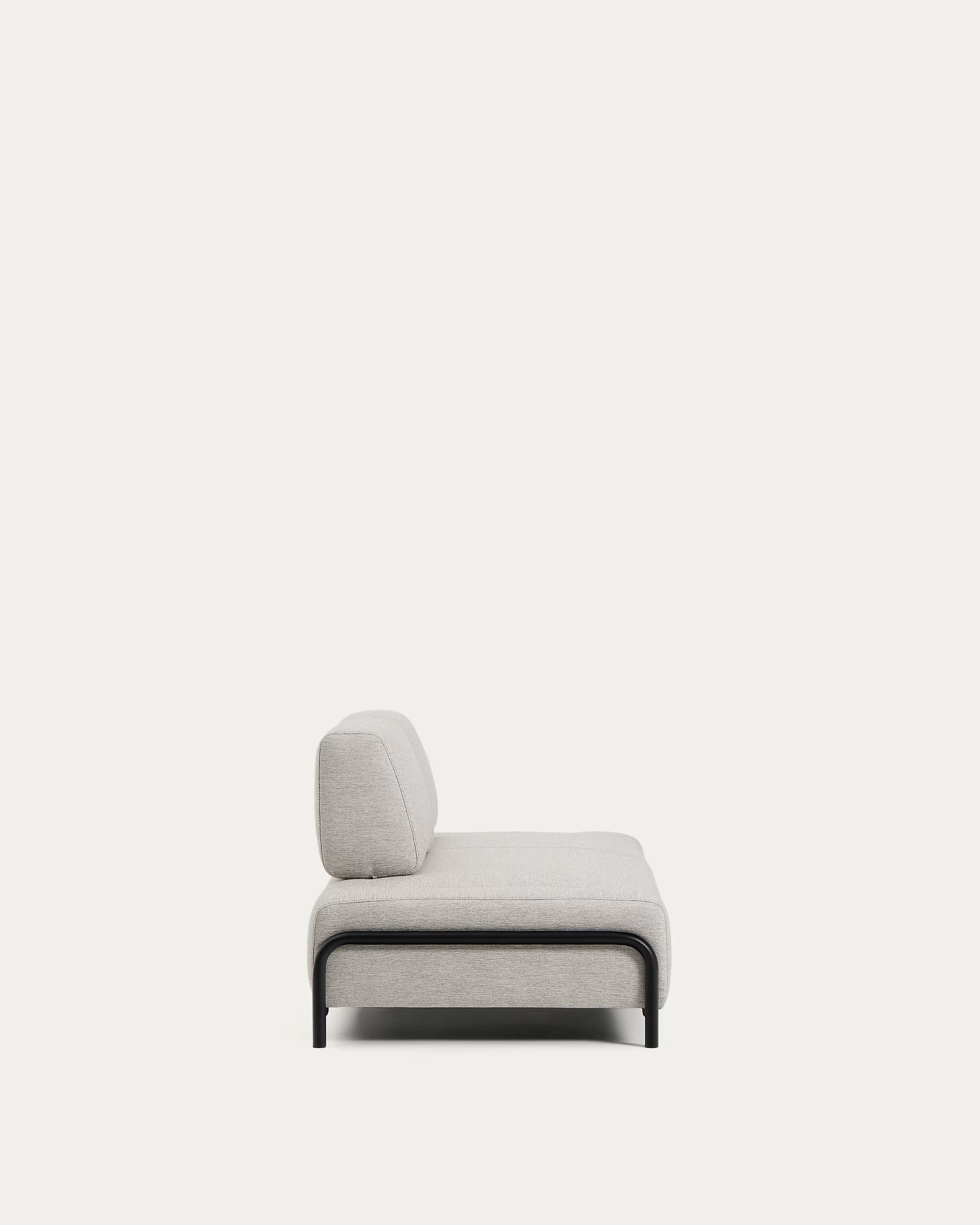 Modularsofa für 2 Personen COMPO grau-beige mit schwarzem Gestell