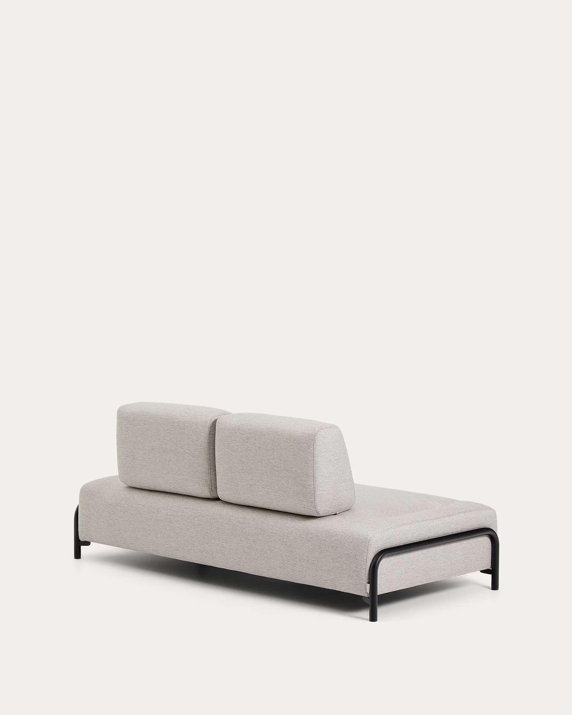 Modularsofa für 2 Personen COMPO grau-beige mit schwarzem Gestell