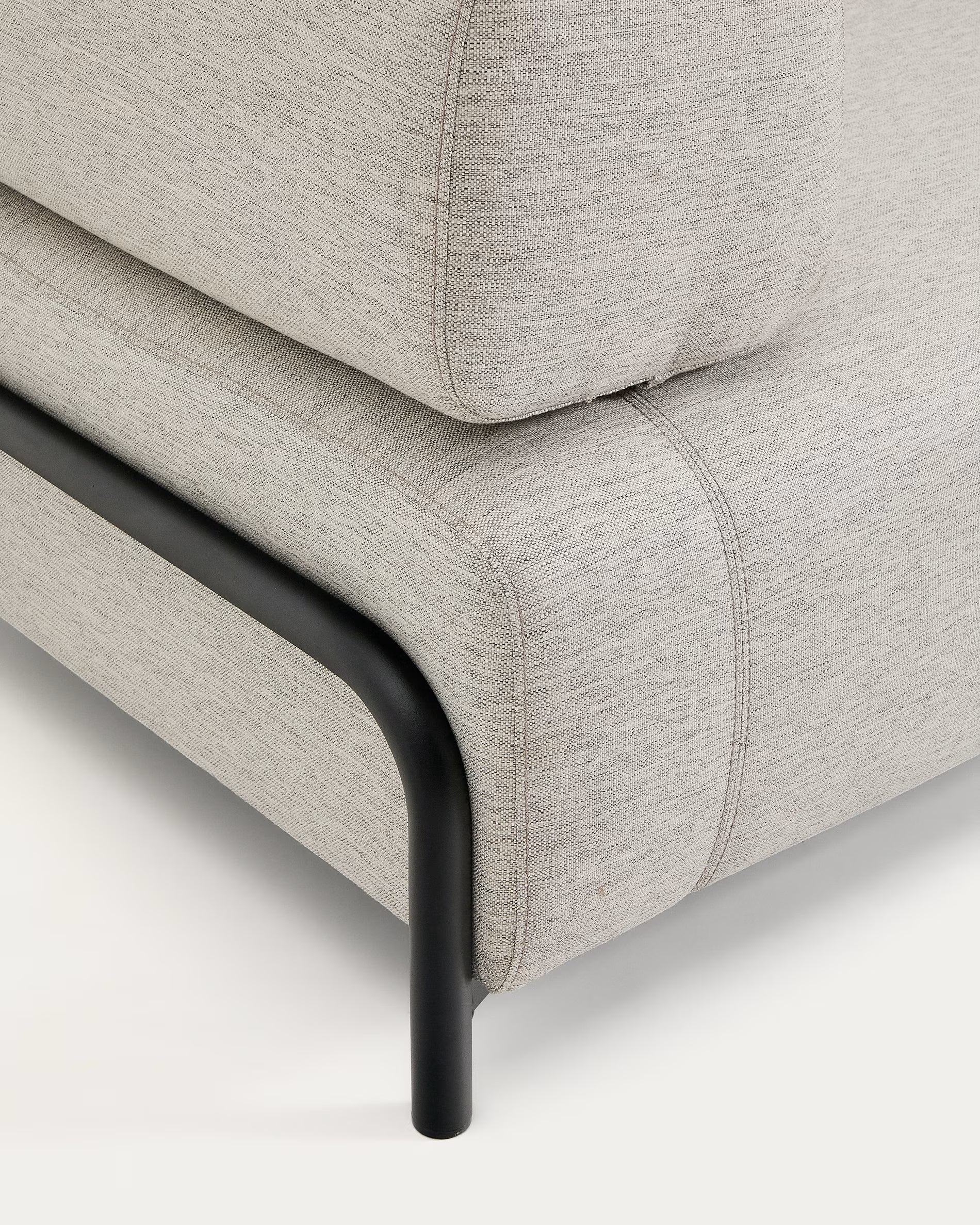 2-seater sofa with armrests COMPO gray-beige with black base