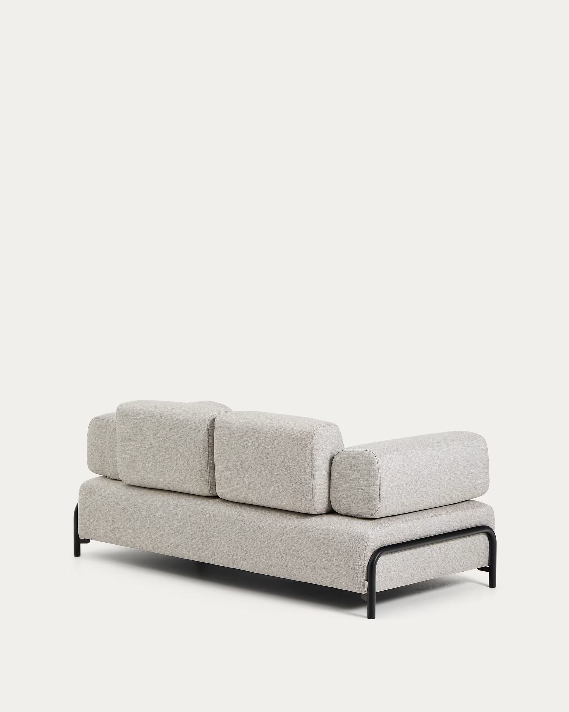 2-seater sofa with armrests COMPO gray-beige with black base