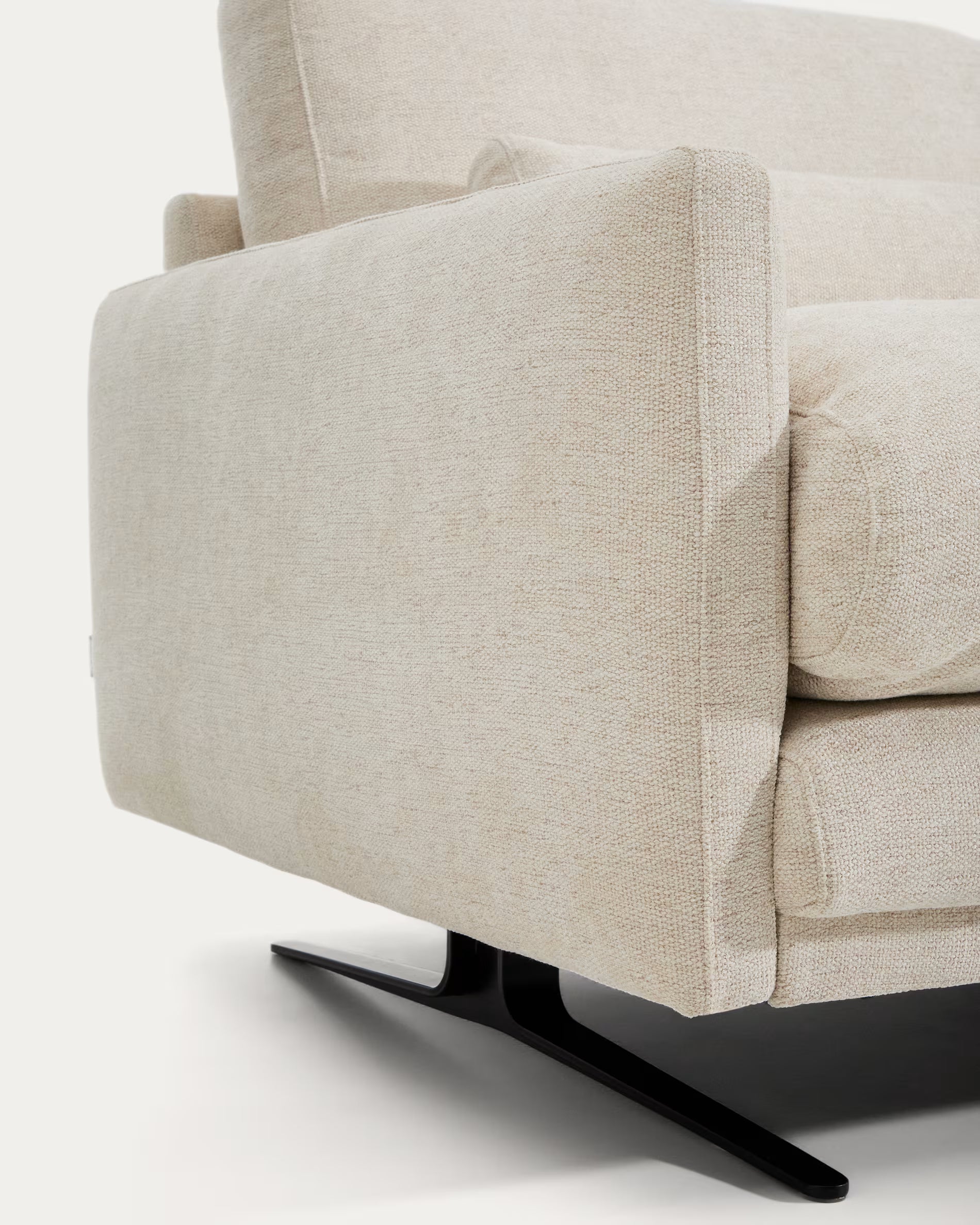 3-seater Sofa VELIRO beige with black base