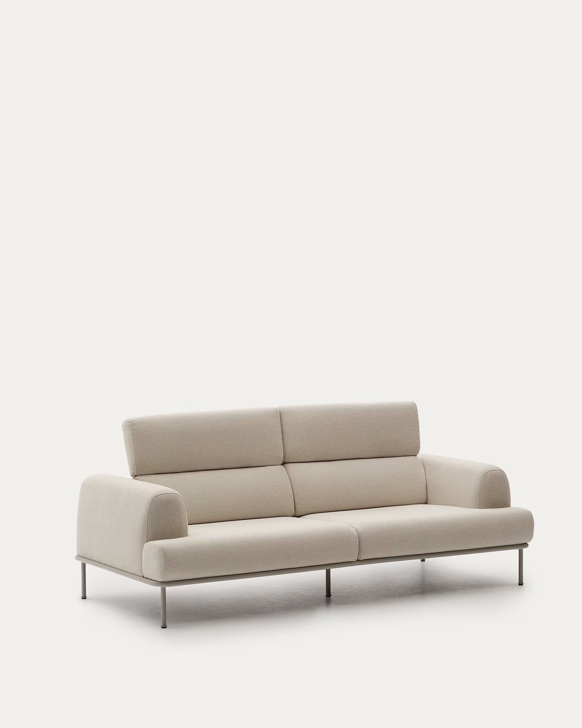 3-seater AURUM ecru chenille sofa with a beige base