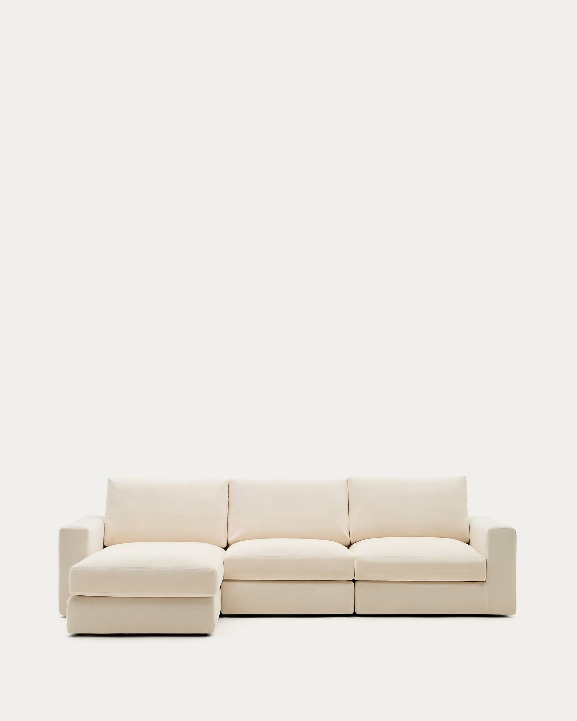 4-Sitzer-Ecksofa links ALEA ecru Chenille