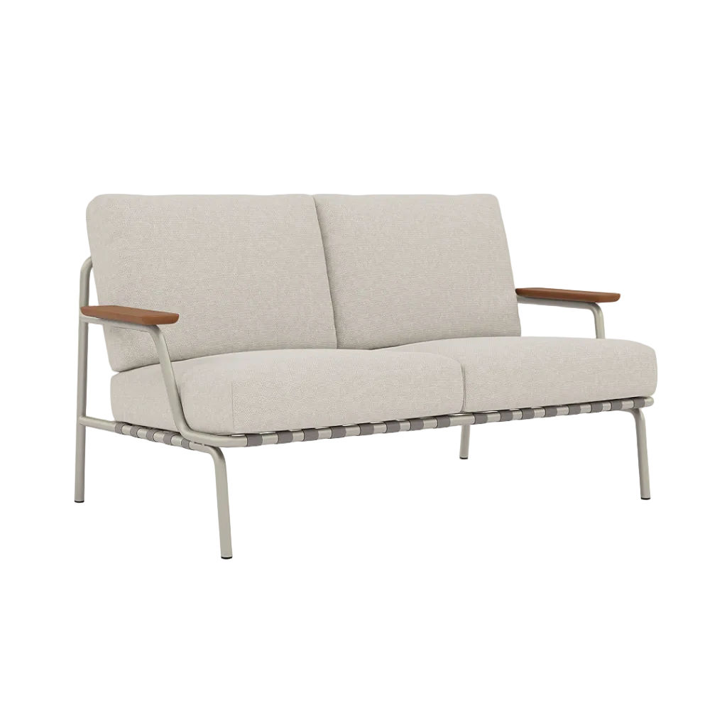 SETTLE Light Gray 2-Seater Sofa with Armrests and Gray Base