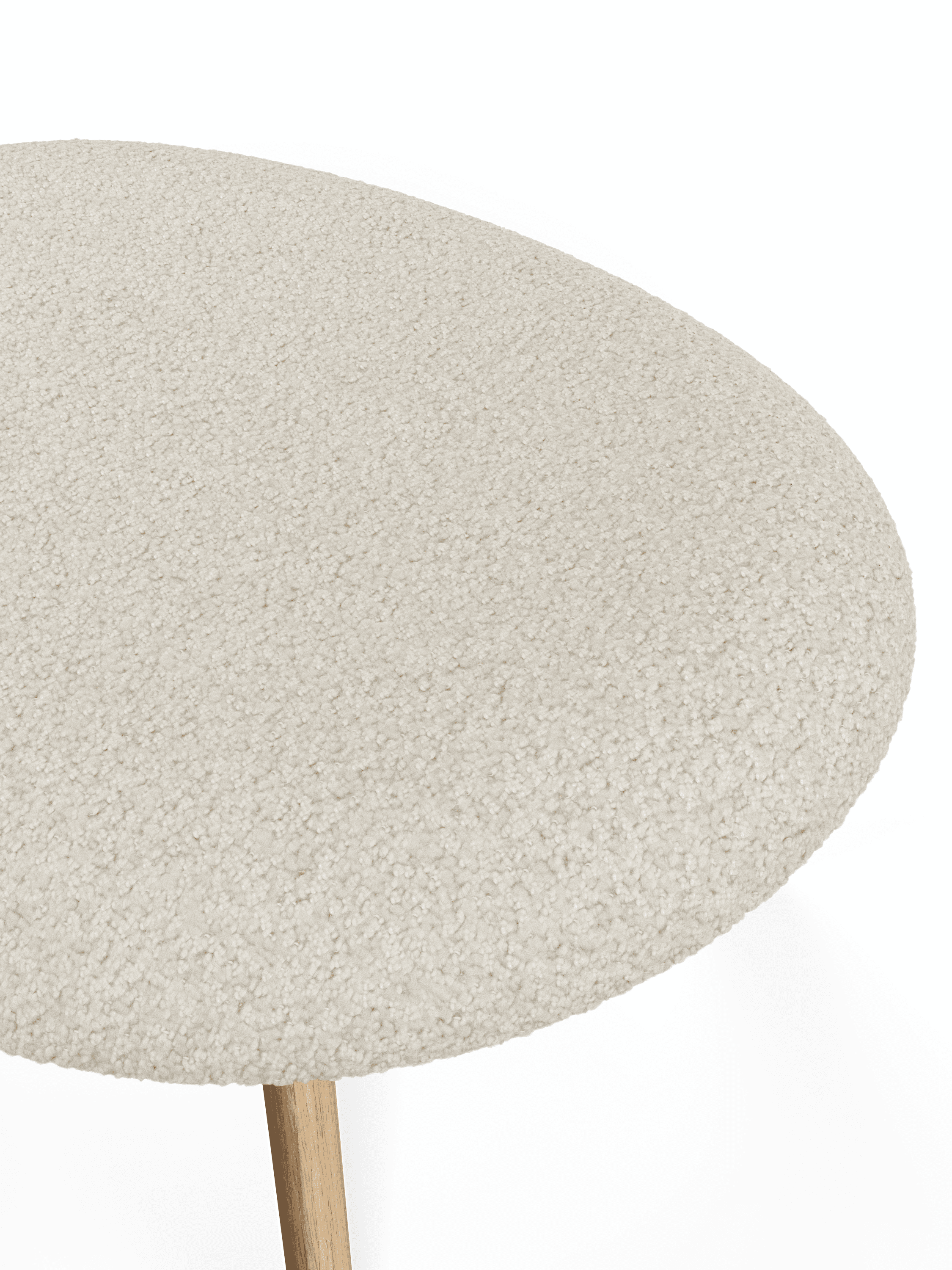 Beige Boucle SLAB Footrest with Oak Base