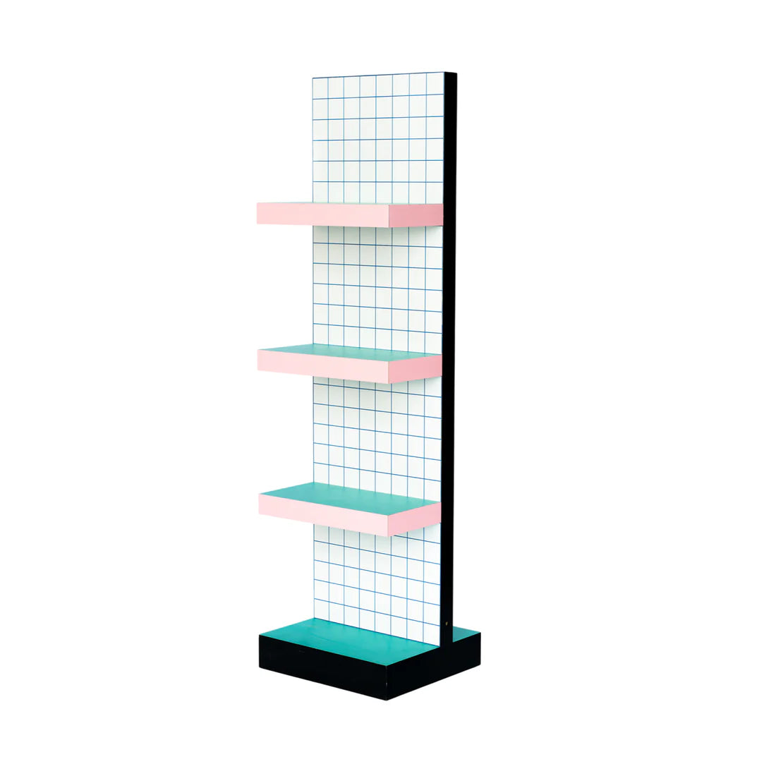 SUPERSHELF BLUE GRID white with pink and green