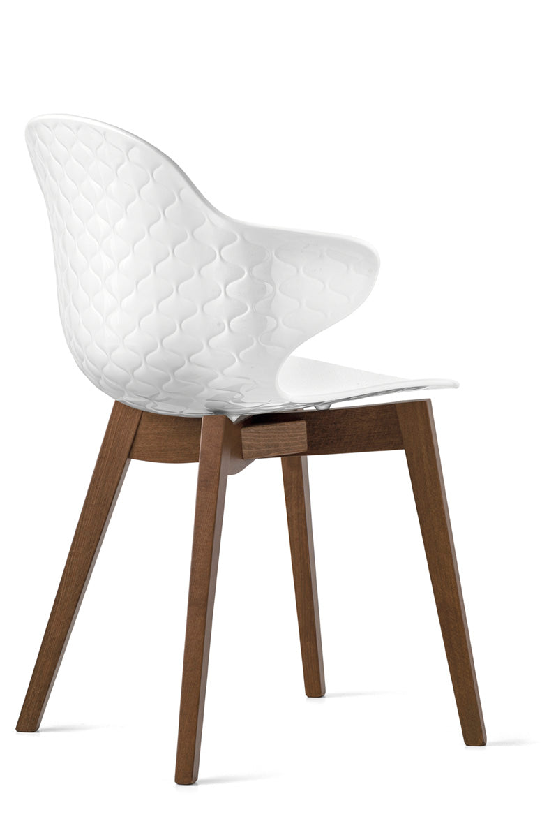 SAINT TROPEZ Chair with White Seat and Dark Wooden Base