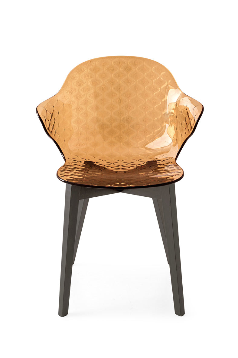SAINT TROPEZ chair with a brown seat and graphite wooden base